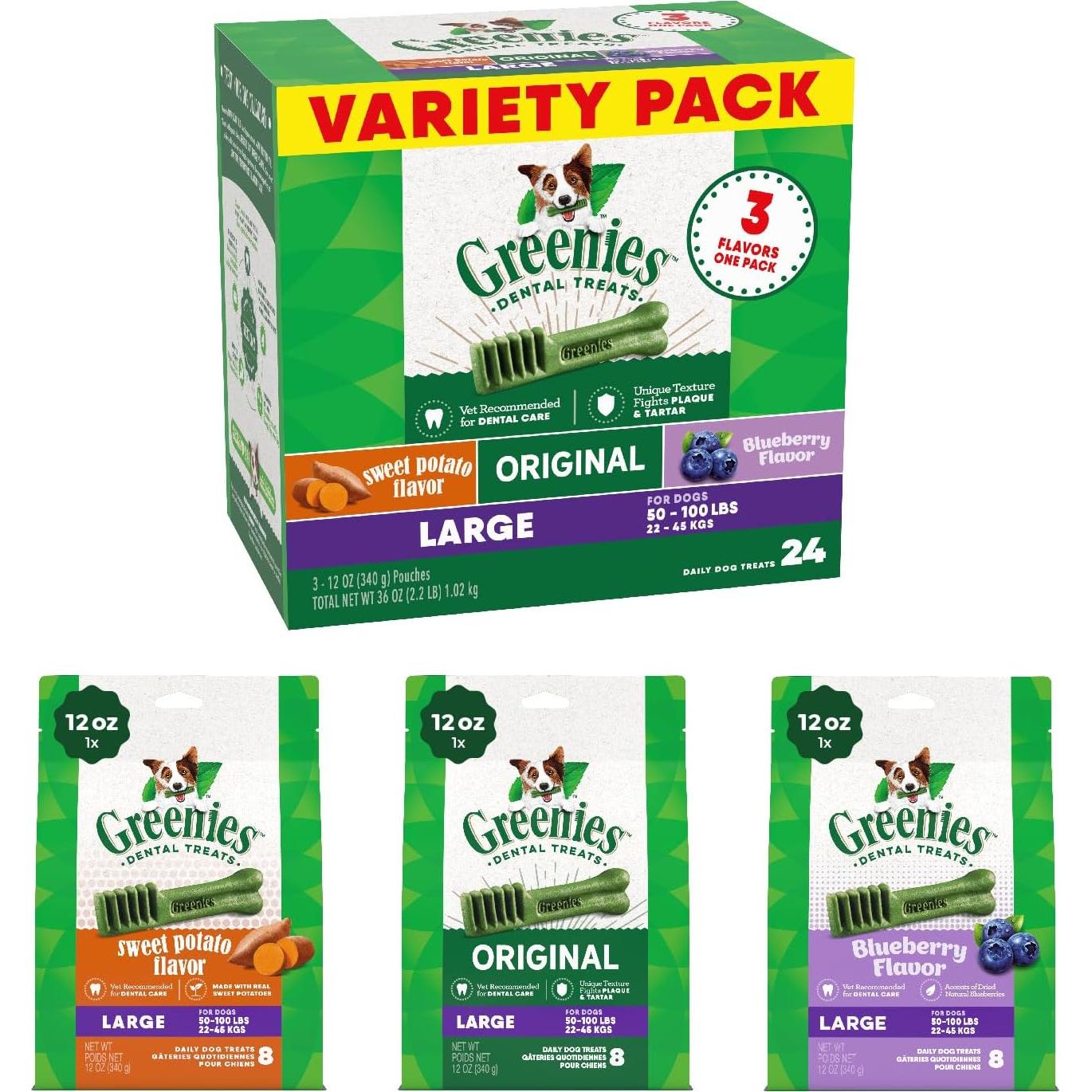 Golosinas Dentales Greenies Grandes 24 Unidades Variedad