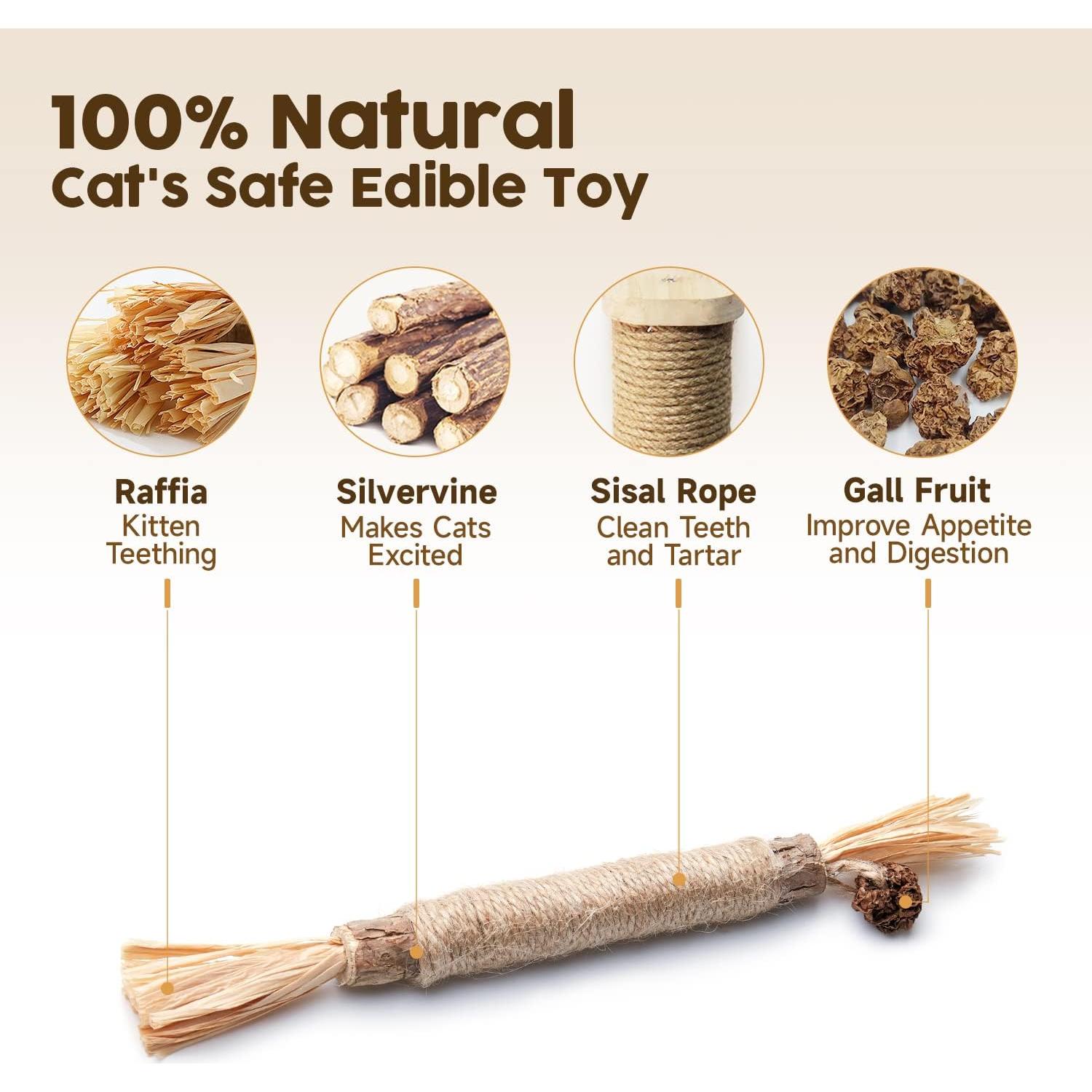 3 Palos Naturales Silvervine Potaroma para Gatos 12 cm