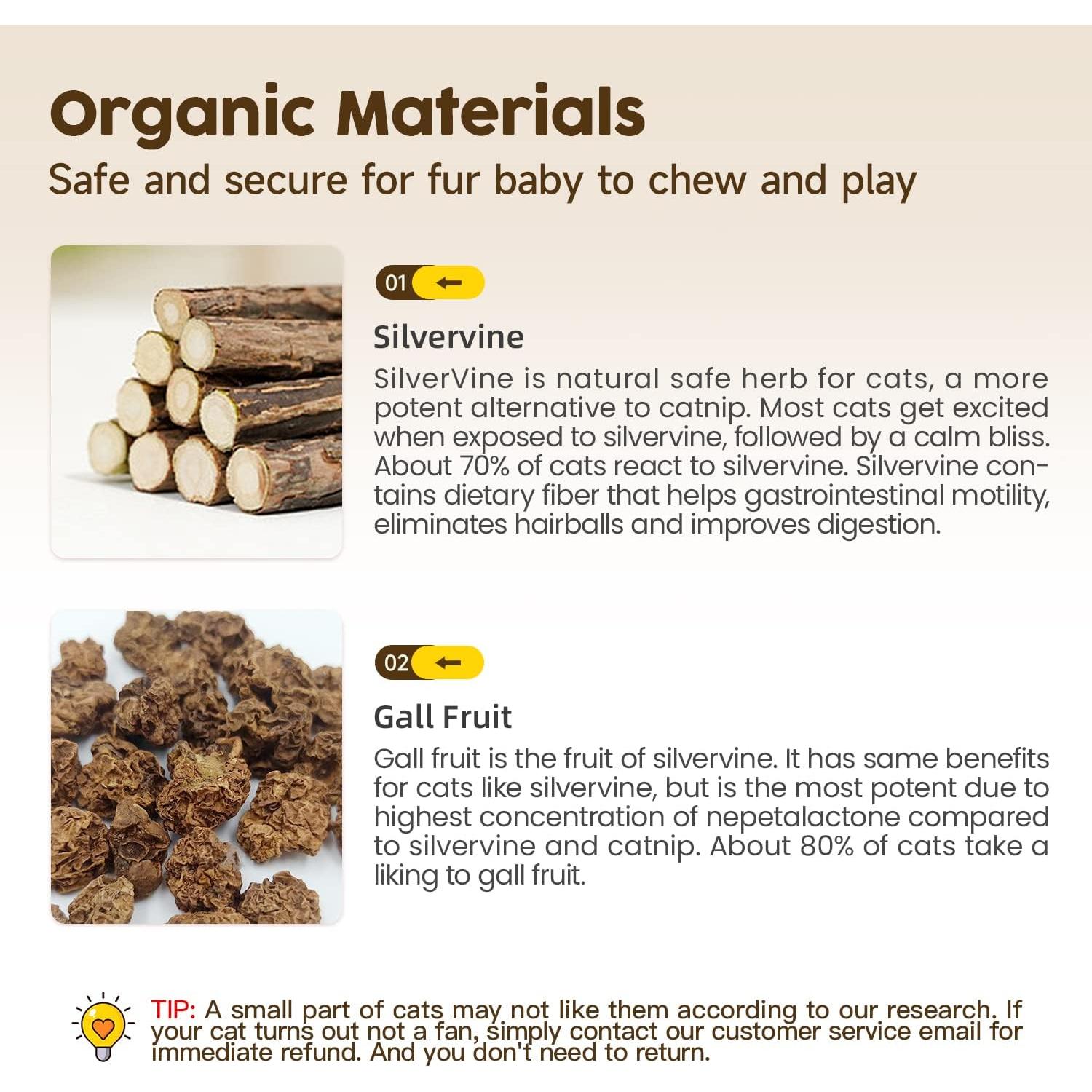 3 Palos Naturales Silvervine Potaroma para Gatos 12 cm