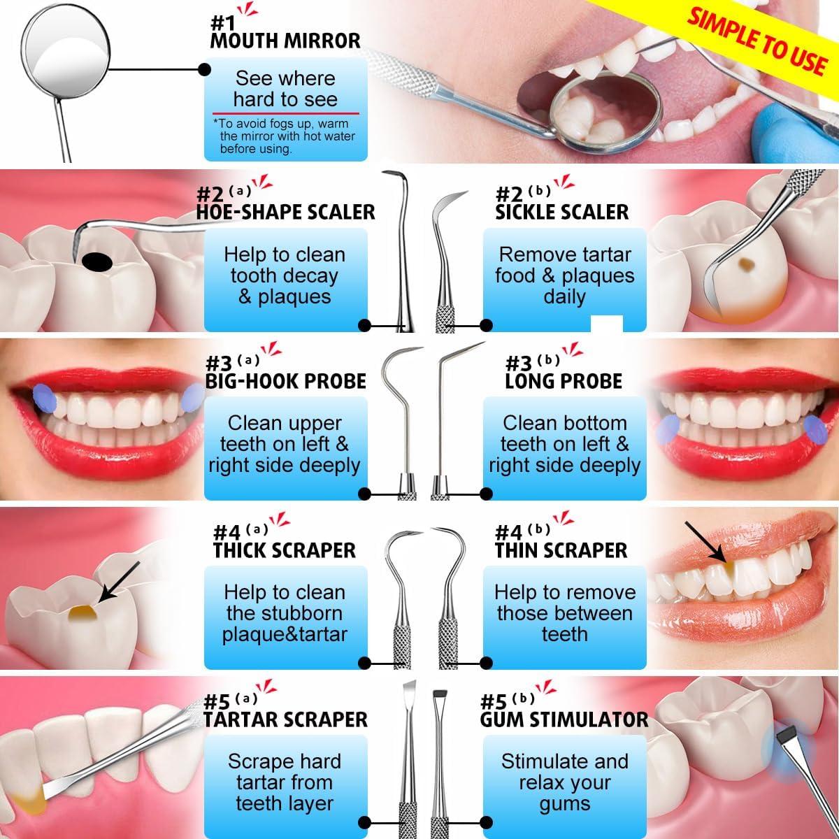 Juego de Herramientas Dentales G.CATACC 10 en 1 con Estuche