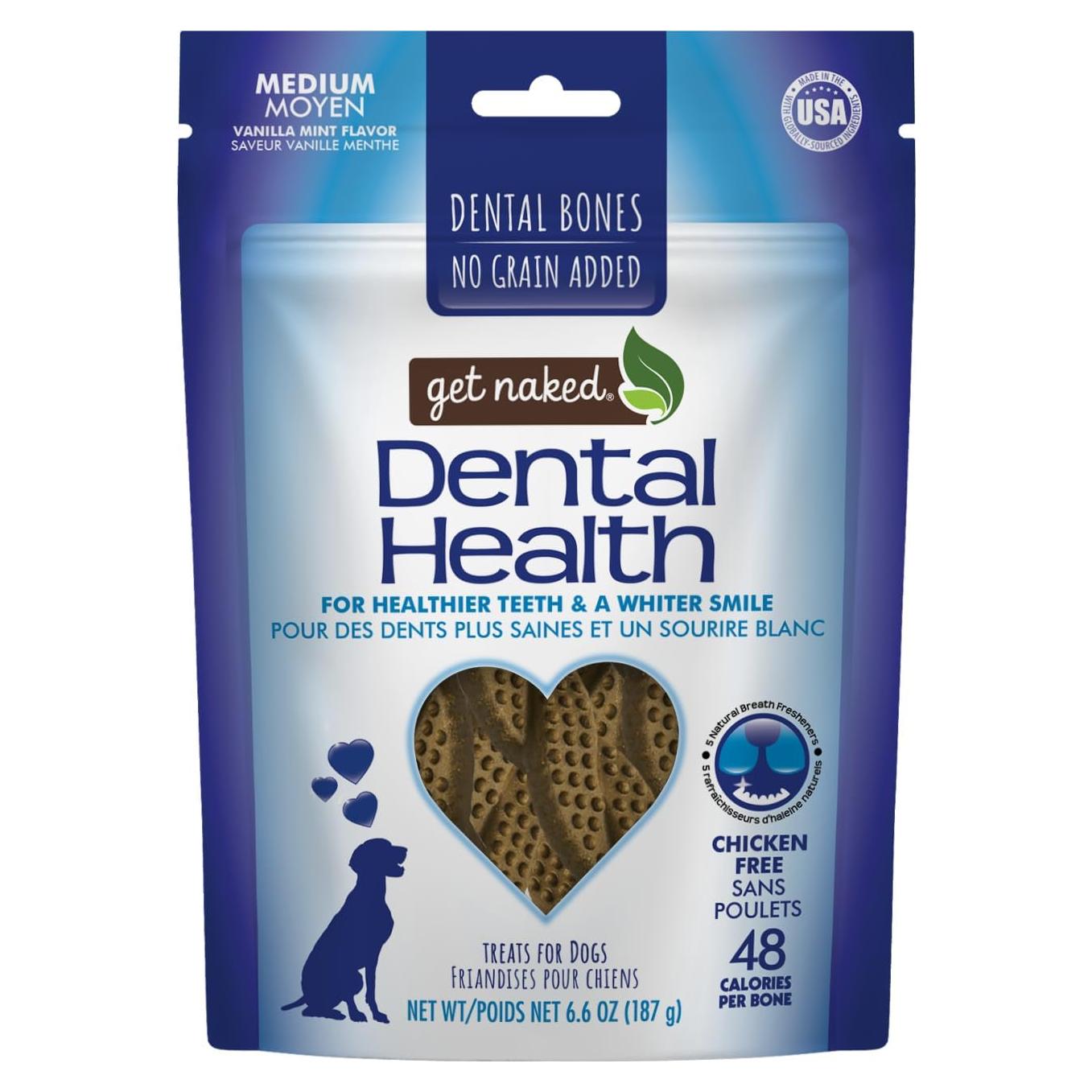 Hueso Dental Mediano Get Naked 190g Sin Granos y Pollo