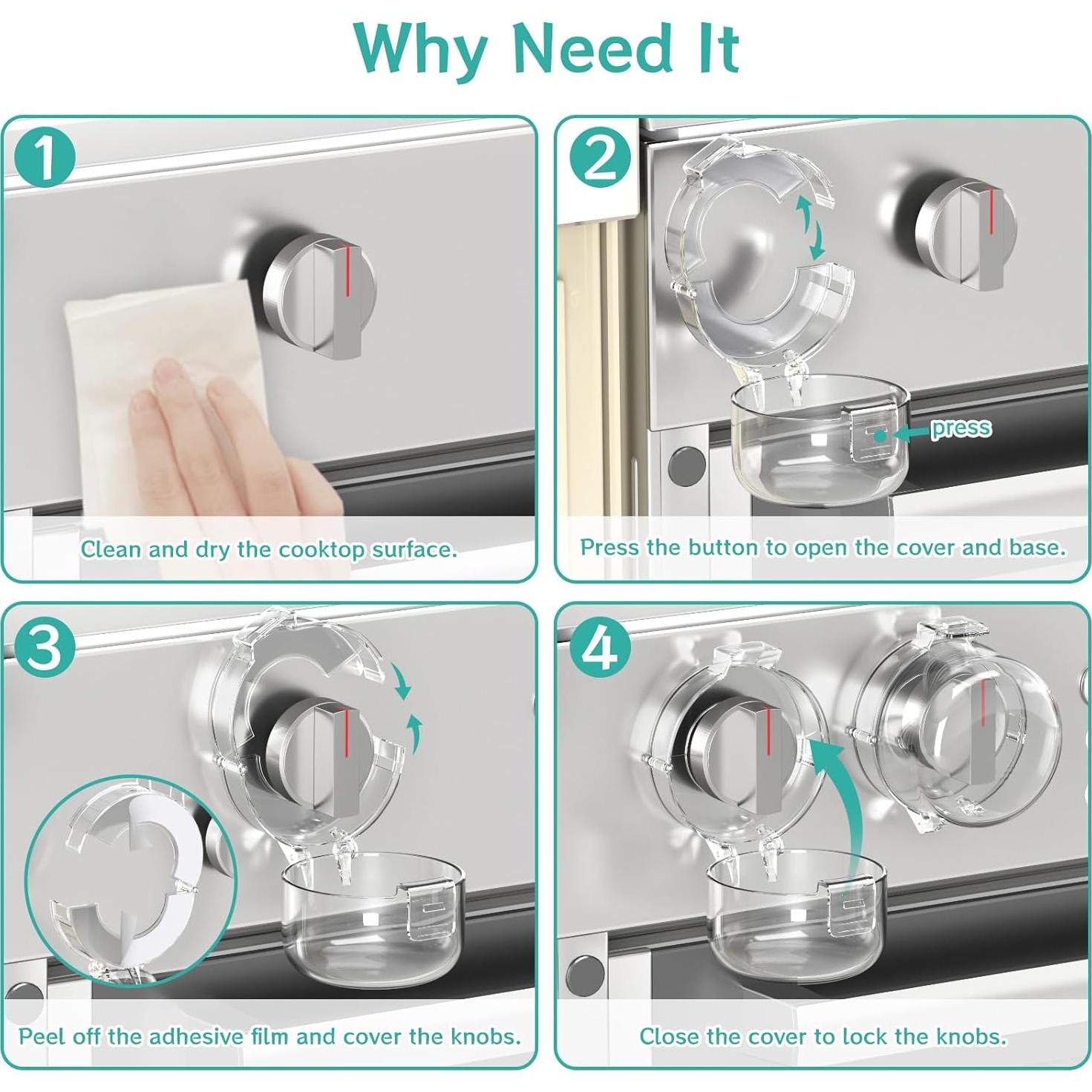 Cubiertas de Perillas de Estufa AOSITE - Seguridad Infantil 5 Pzas