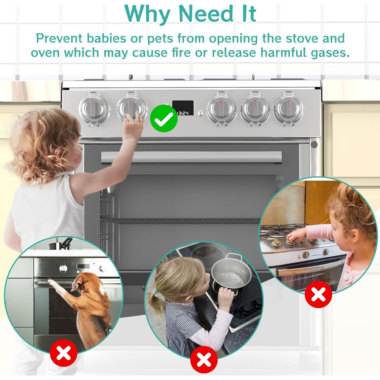 Cubiertas de Perillas de Estufa AOSITE - Seguridad Infantil 5 Pzas