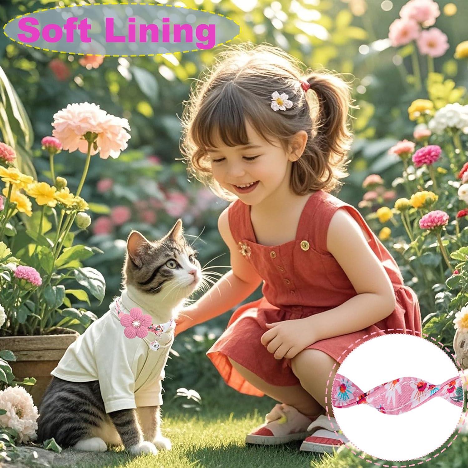 Collar Floral para Gato HYQHYX Ajustable con Hebilla Segura