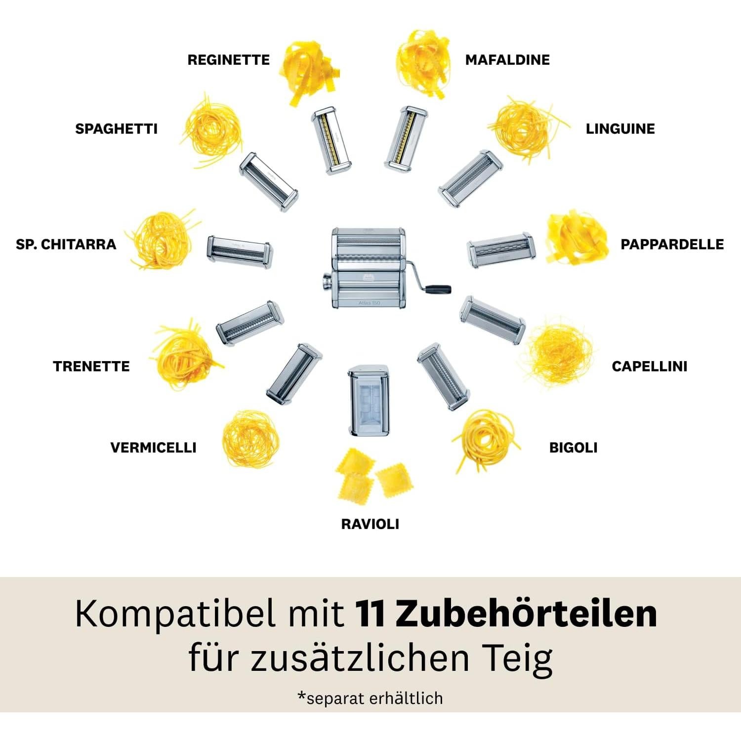 Máquina de Hacer Pasta Manual Marcato Atlas 150 Acero Cromado