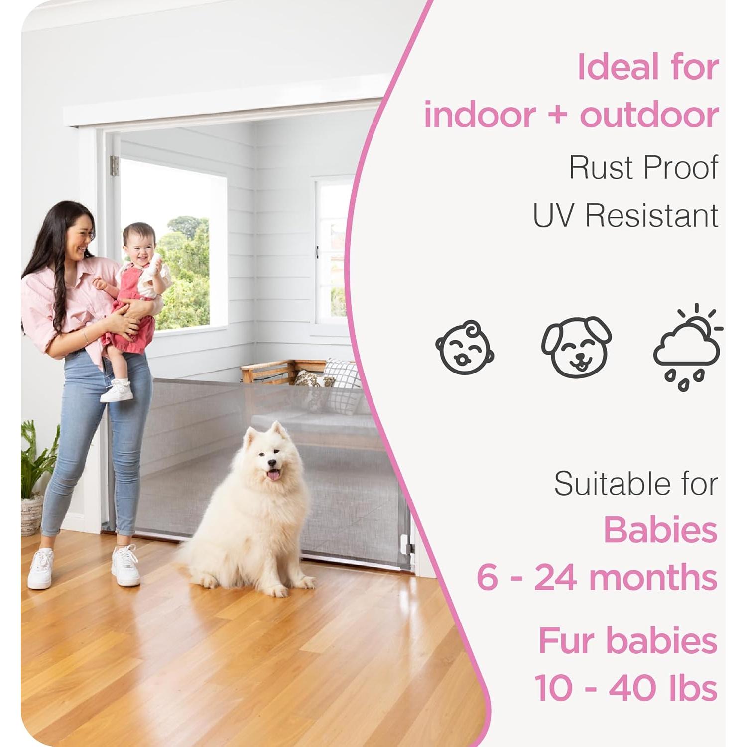 Puerta Retráctil Perma Child Safety 83,82 cm x 180,34 cm Gris