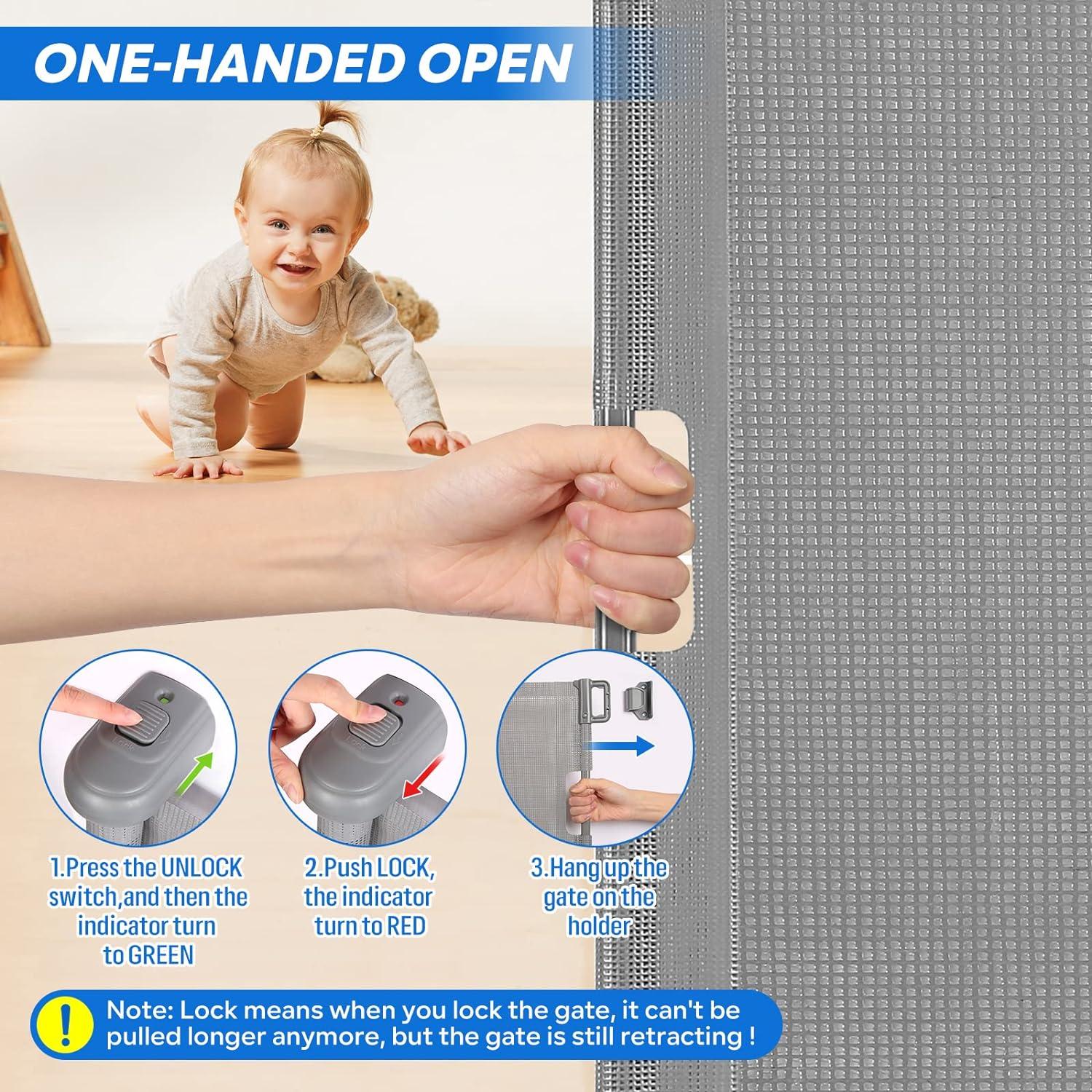 Puerta Retráctil MYPIN para Bebés 140 cm Gris