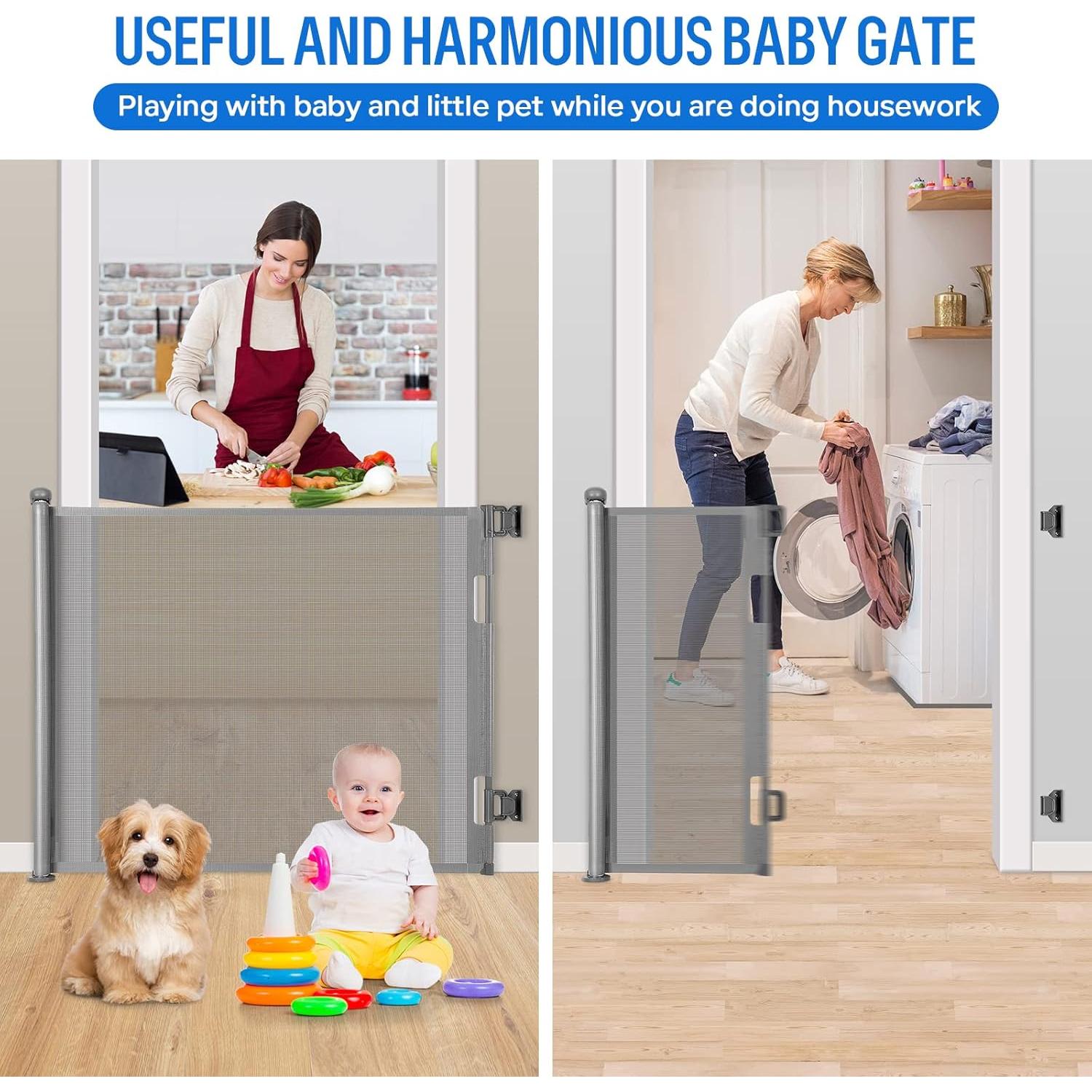 Puerta Retráctil MYPIN para Bebés 140 cm Gris