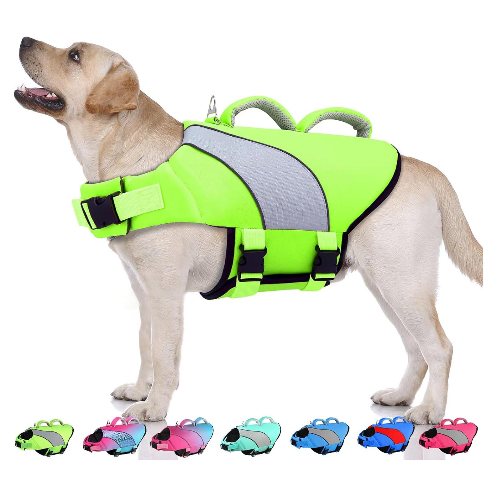Chaleco de Vida para Perros Doglay Doble Asa Verde 50-75cm
