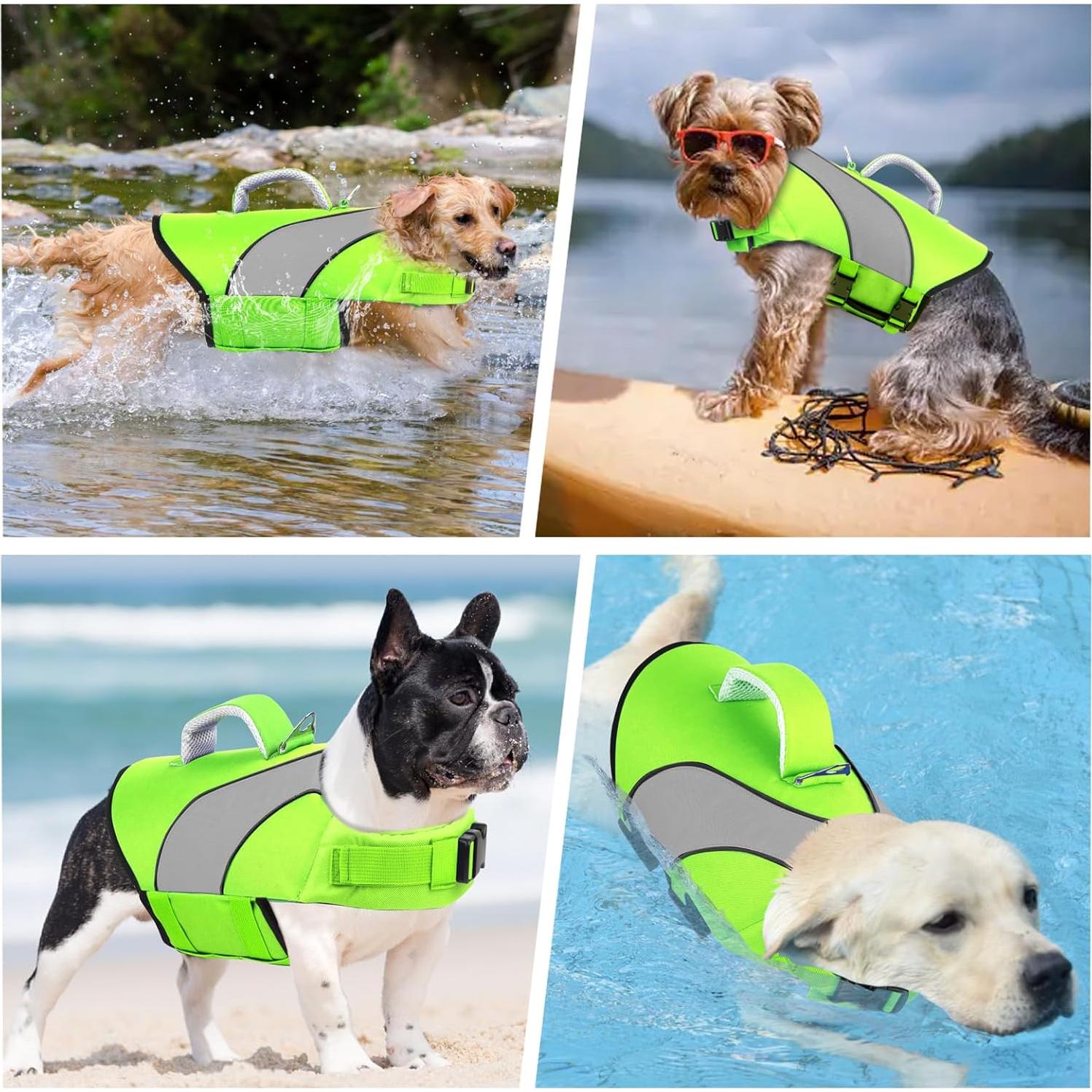 Chaleco de Vida para Perros Doglay Doble Asa Verde 50-75cm