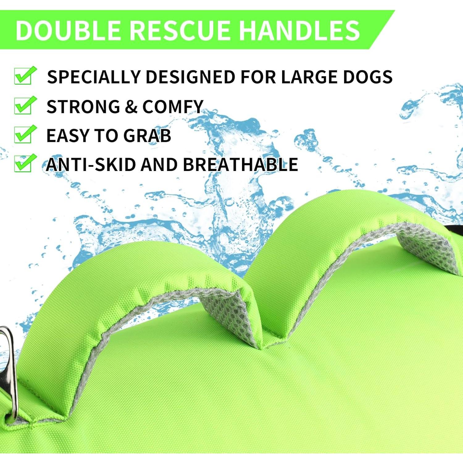 Chaleco de Vida para Perros Doglay Doble Asa Verde 50-75cm