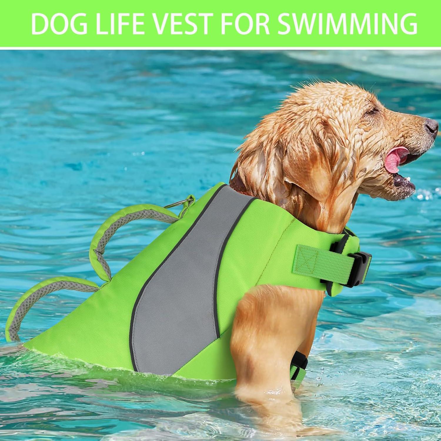 Chaleco de Vida para Perros Doglay Doble Asa Verde 50-75cm