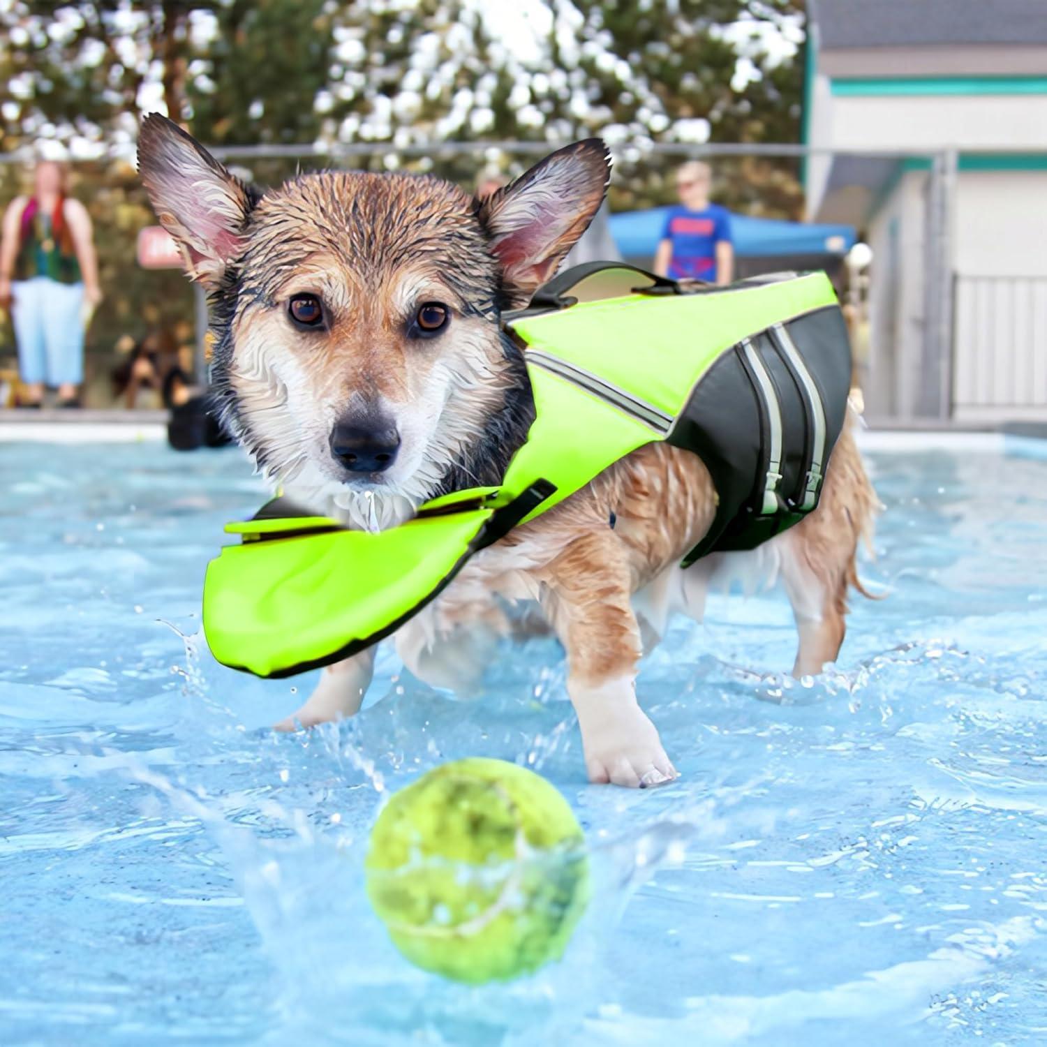 Chaleco Salvavidas para Perros Mklhgty Verde Fluorescente L