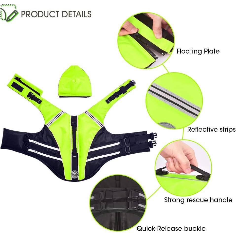 Chaleco Salvavidas para Perros Mklhgty Verde Fluorescente L