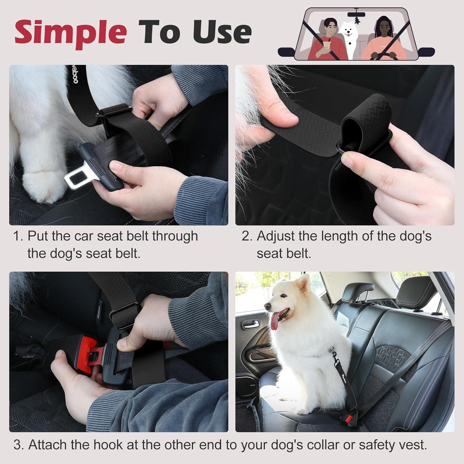 Cinturón de Seguridad para Perros Pawaboo 50,8 cm Negro 2 Pzas