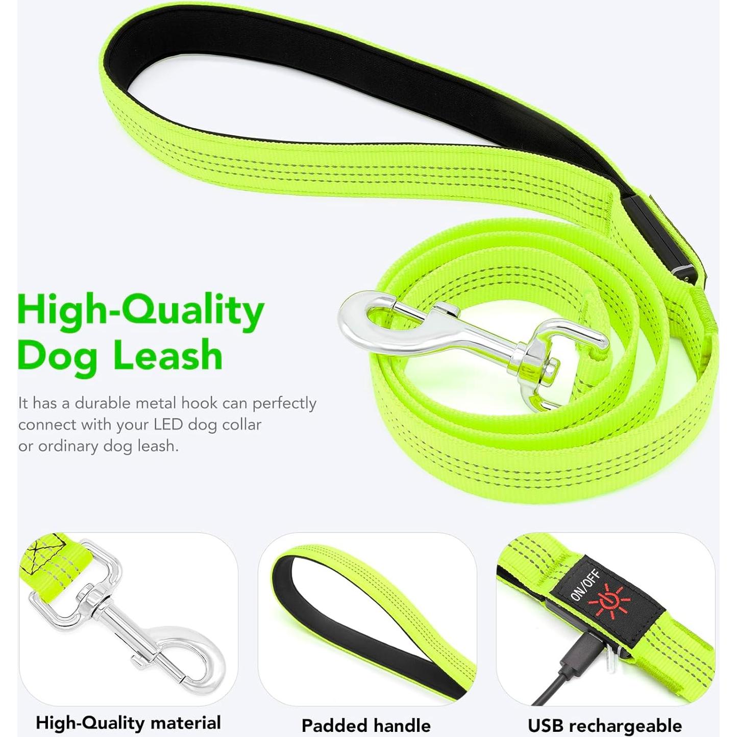 Correa LED para Perros Bisen 4FT Verde Recargable USB