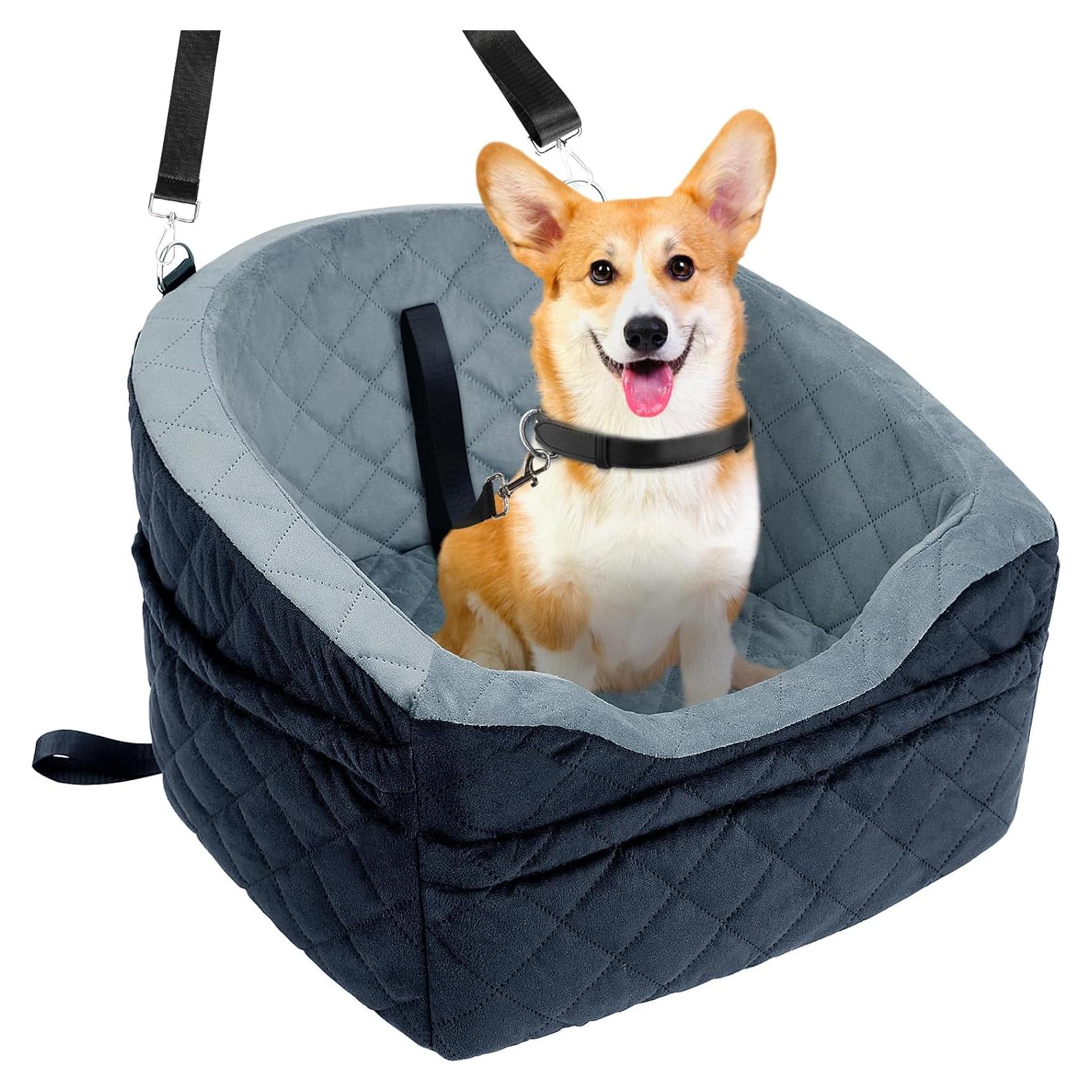 Asiento de Coche para Perros Vivifying Gris y Negro 13,61 kg