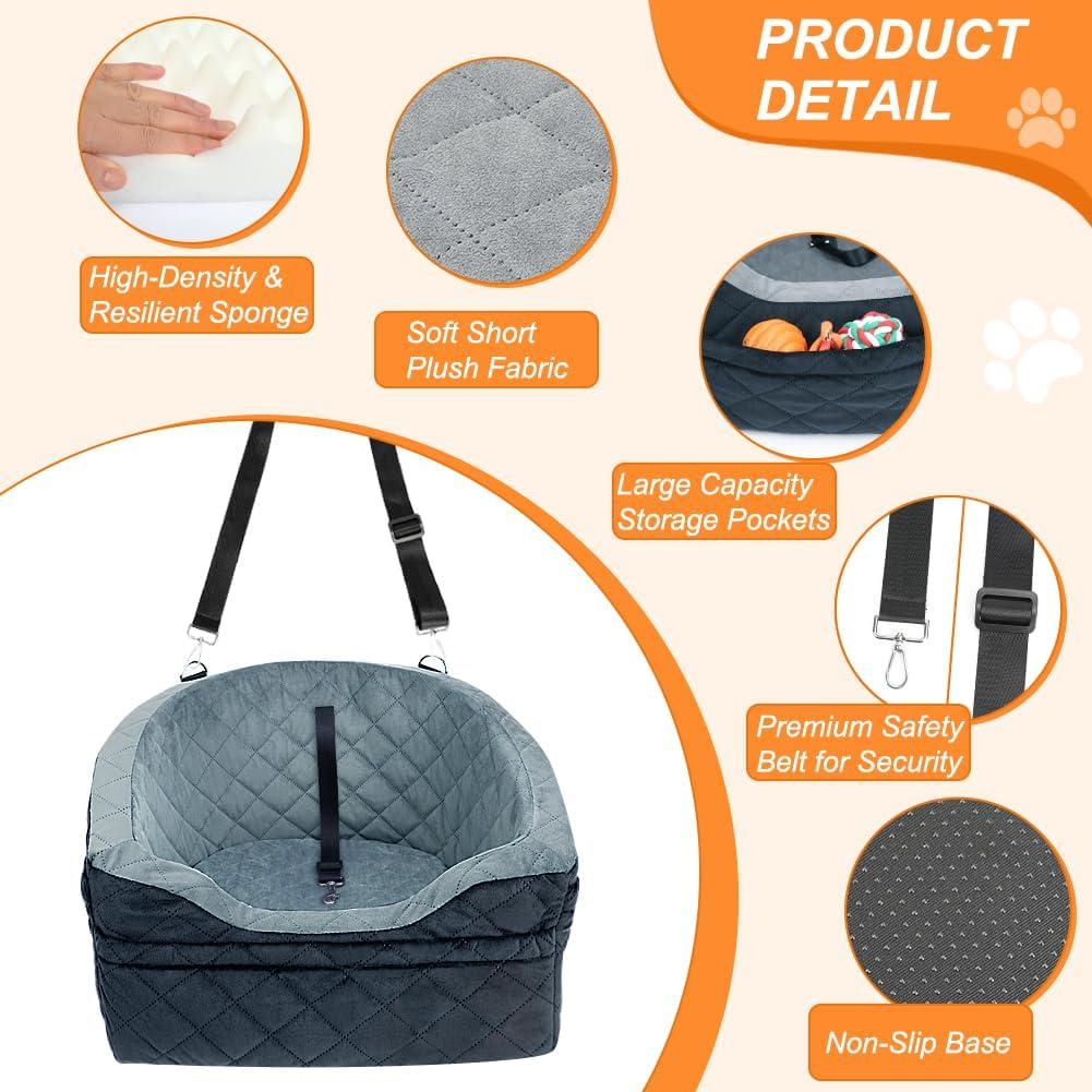 Asiento de Coche para Perros Vivifying Gris y Negro 13,61 kg