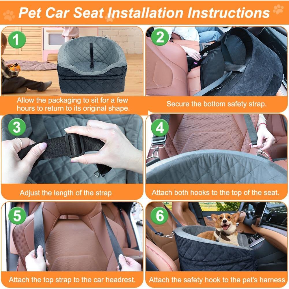 Asiento de Coche para Perros Vivifying Gris y Negro 13,61 kg