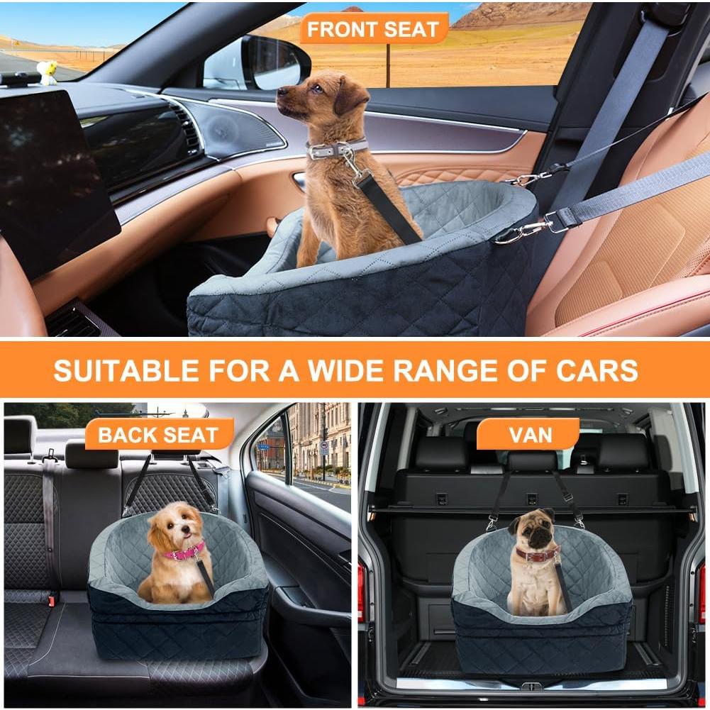 Asiento de Coche para Perros Vivifying Gris y Negro 13,61 kg