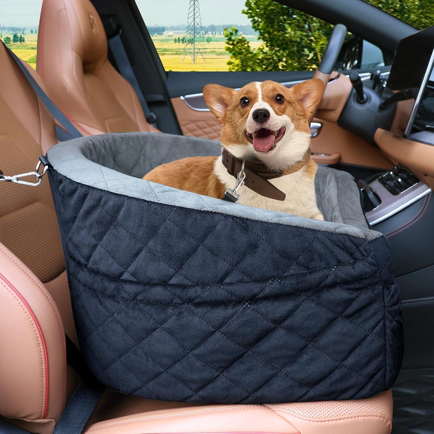 Asiento de Coche para Perros Vivifying Gris y Negro 13,61 kg