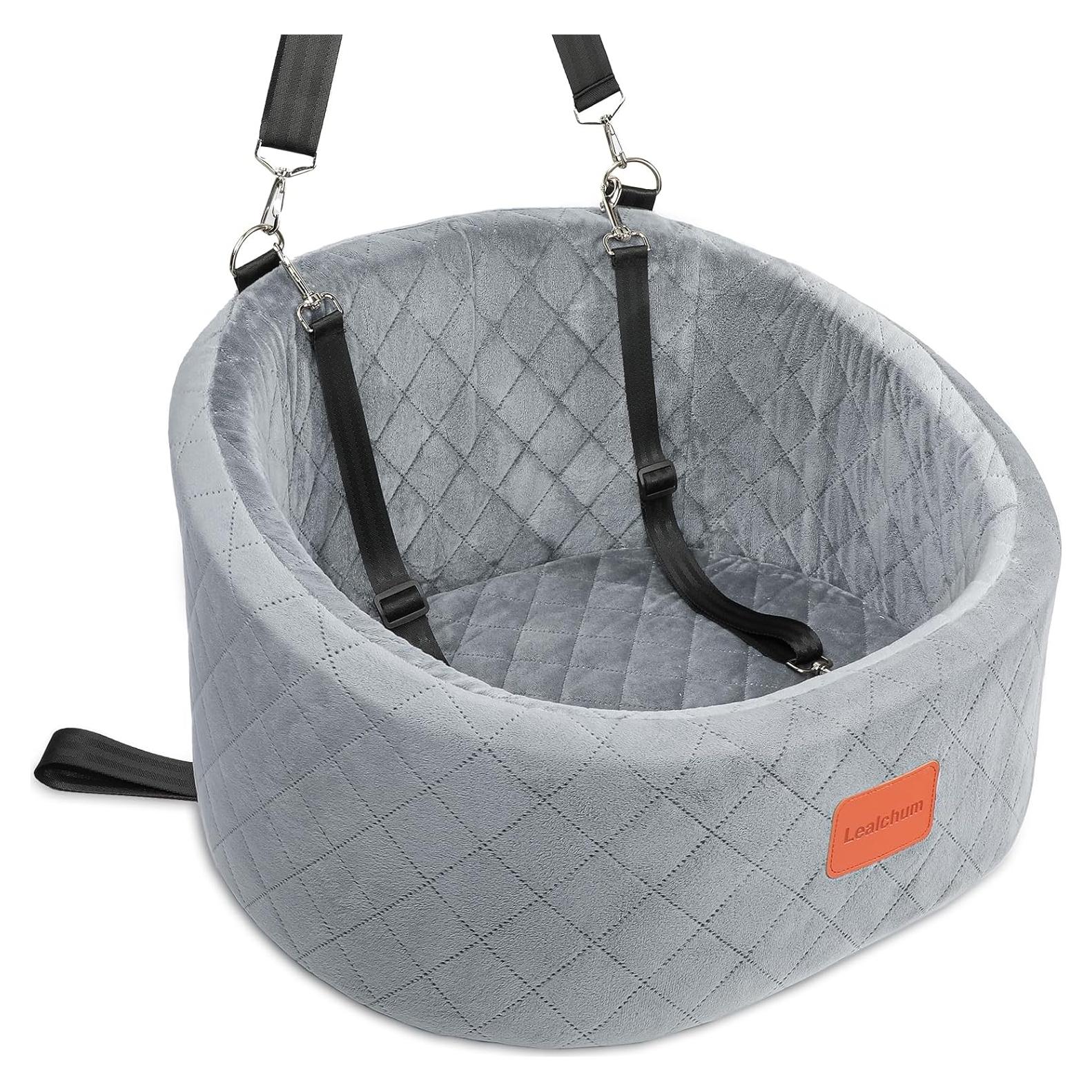 Asiento de Coche para Perros Lealchum Pequeño Gris