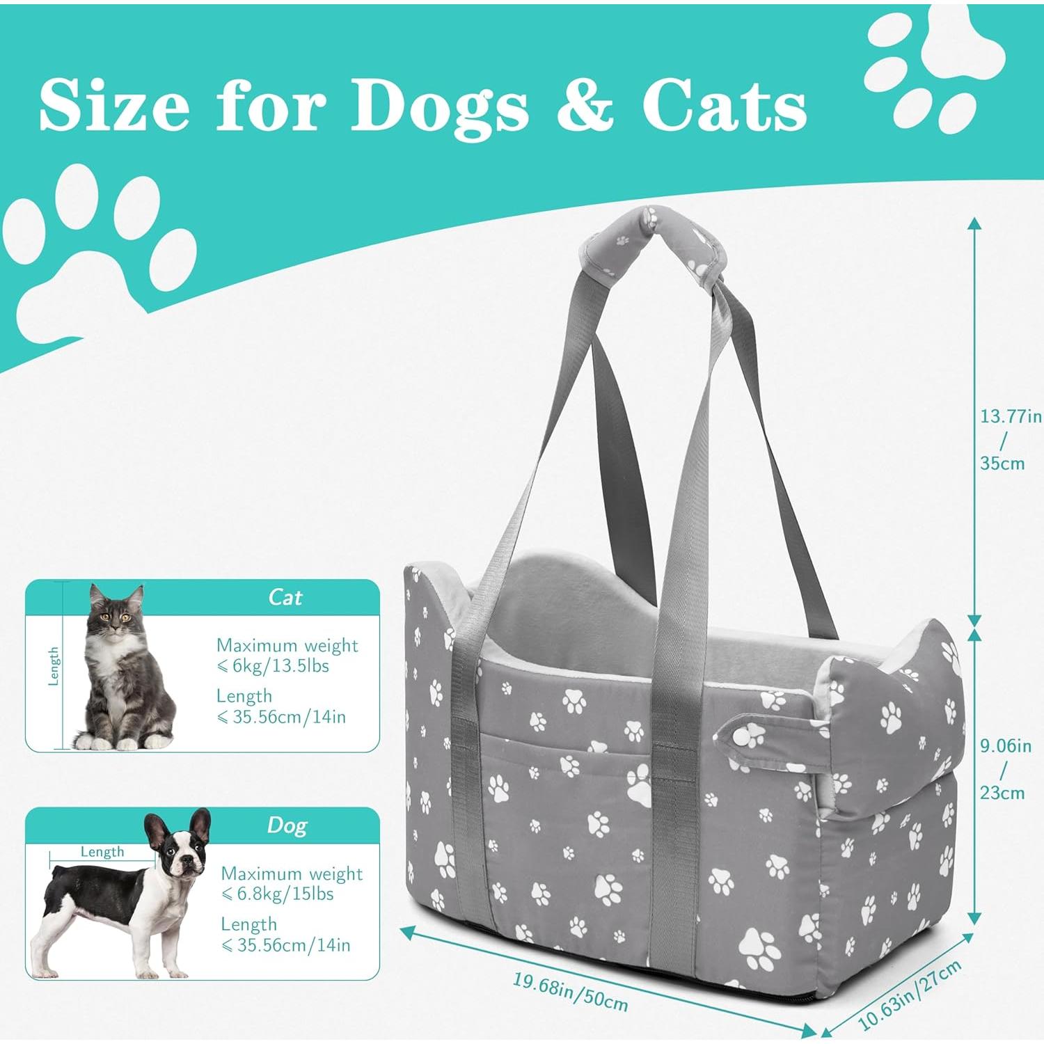 Asiento de Coche para Perros Cullaby Gris hasta 6.8 kg