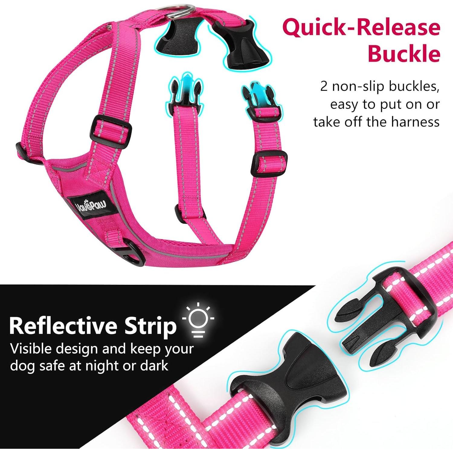 Arnés de Seguridad para Perros VavoPaw Rosa Talla S