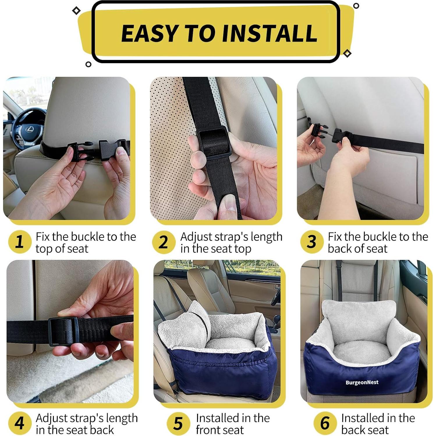 Asiento de Coche para Perros BurgeonNest Azul 50x55x25cm