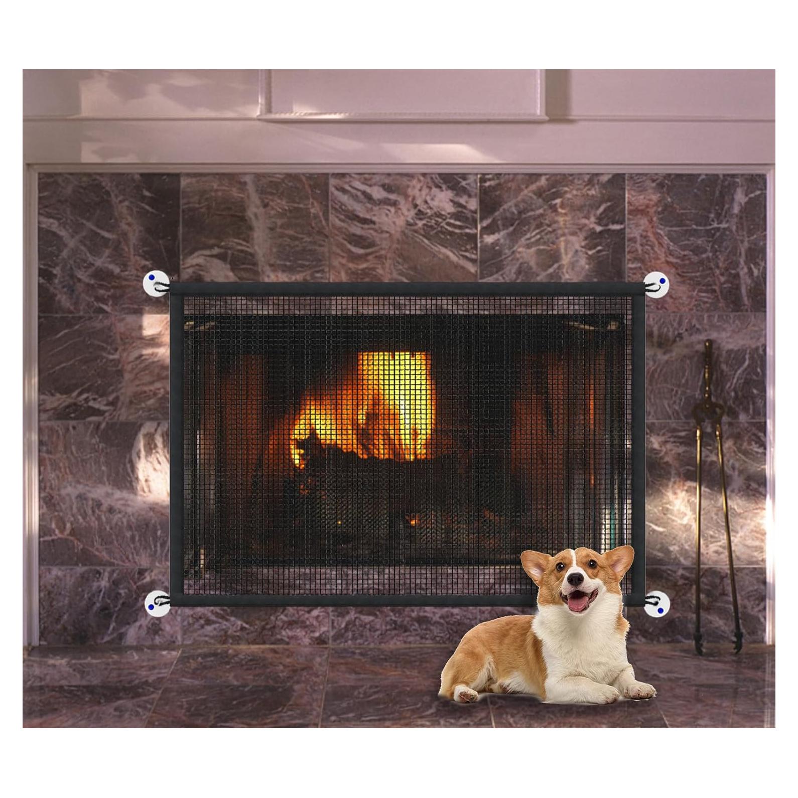 Pantalla de Chimenea LWFCOEE 91x76 cm Malla Seguridad Bebés