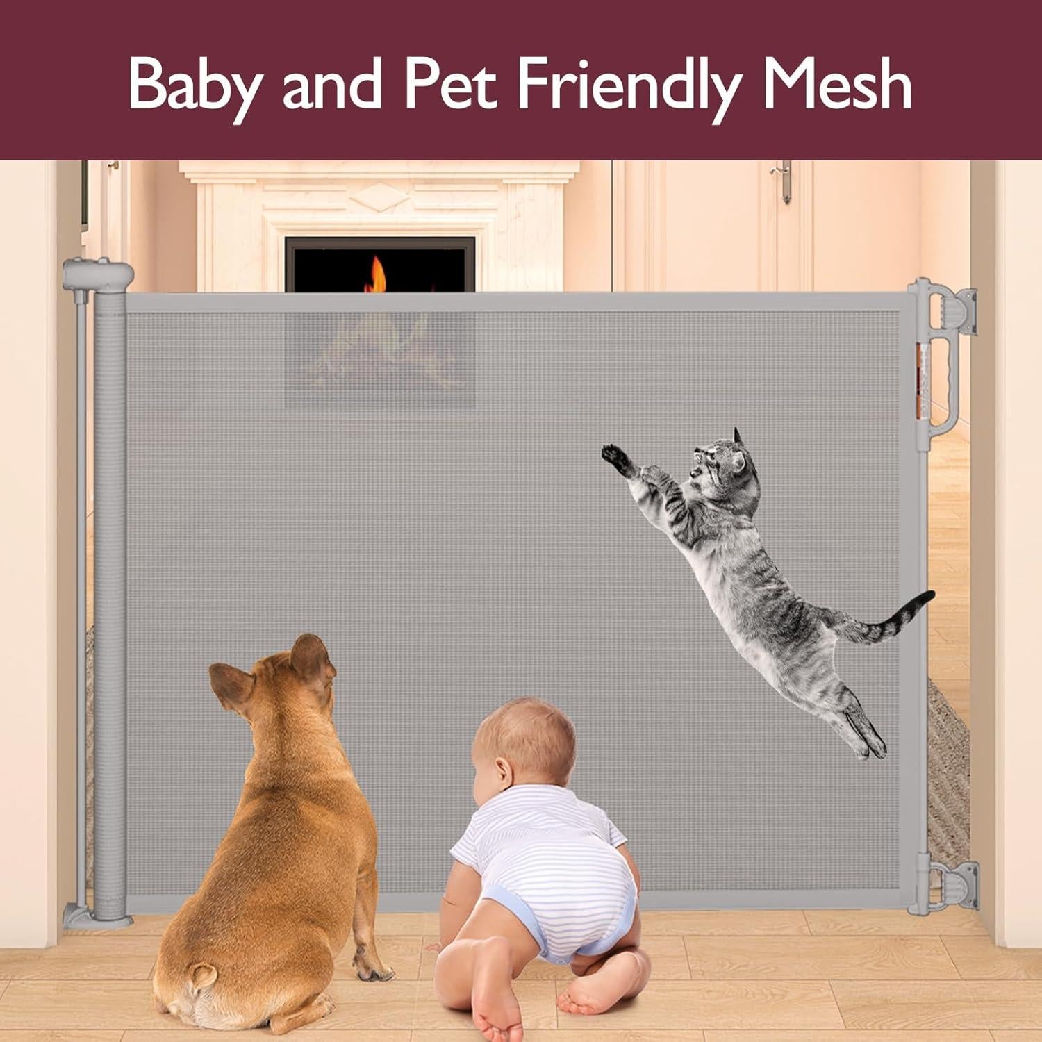 Puerta Retráctil para Bebés Momcozy 41x71 cm Negra