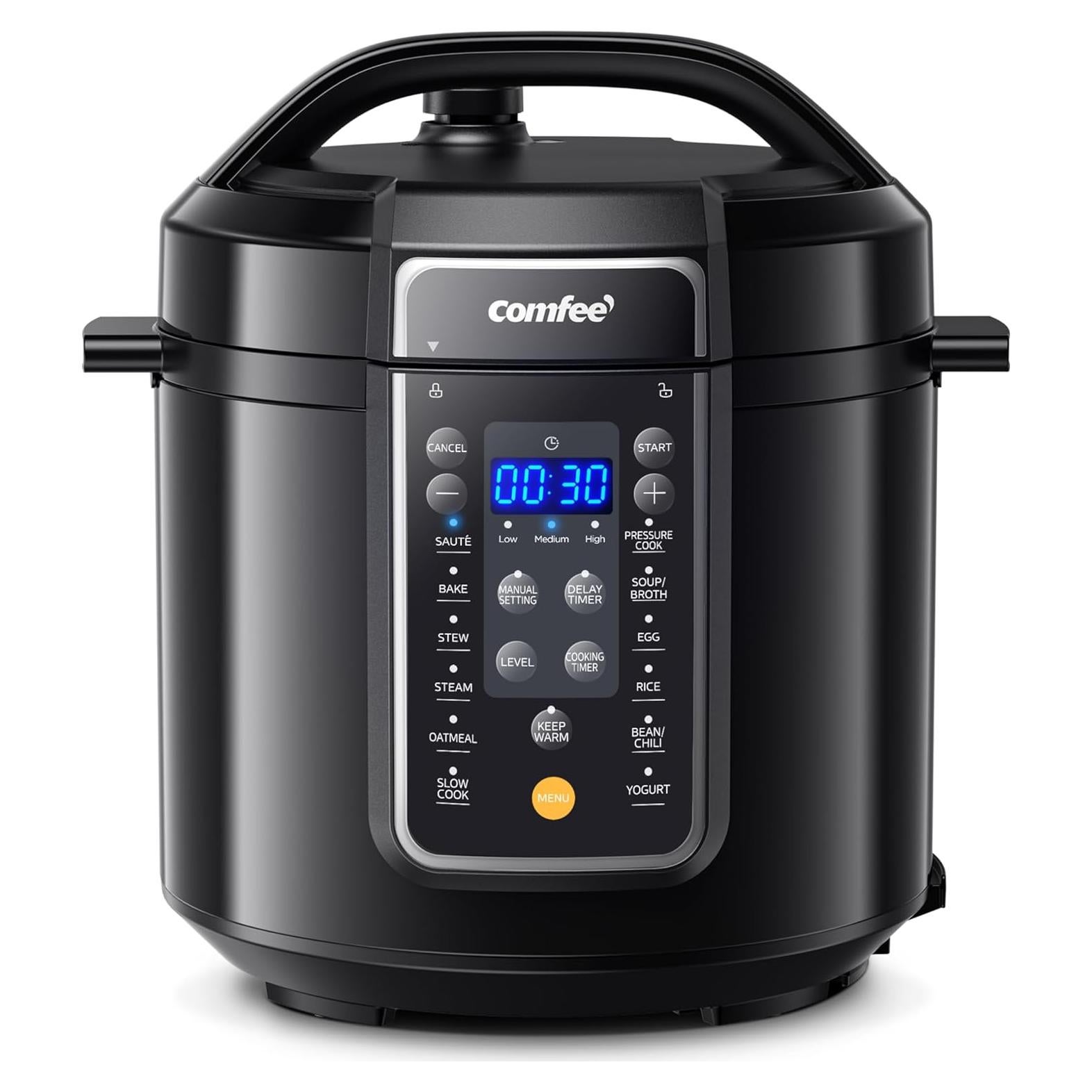 Olla de Presión Eléctrica COMFEE' 9 en 1 5.68L Negra