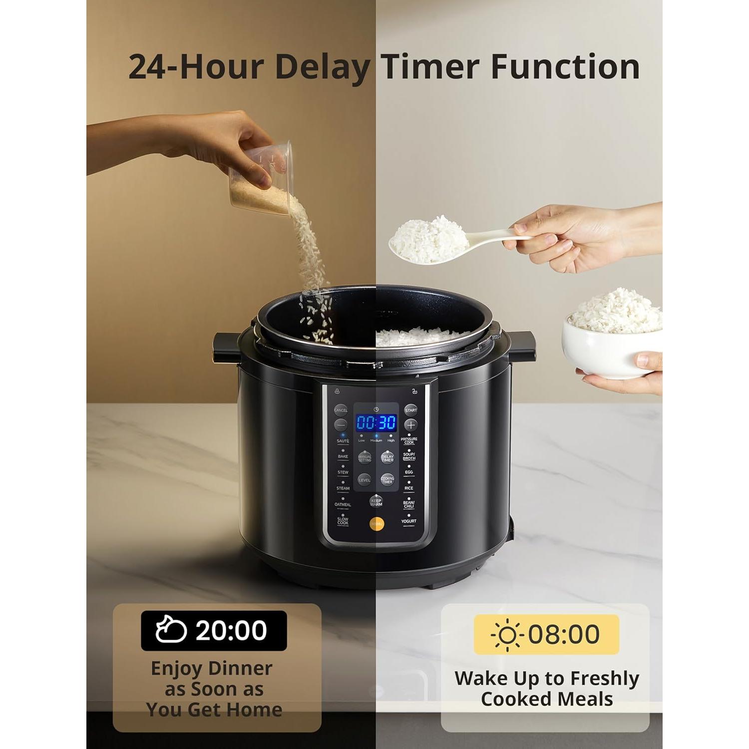 Olla de Presión Eléctrica COMFEE' 9 en 1 5.68L Negra