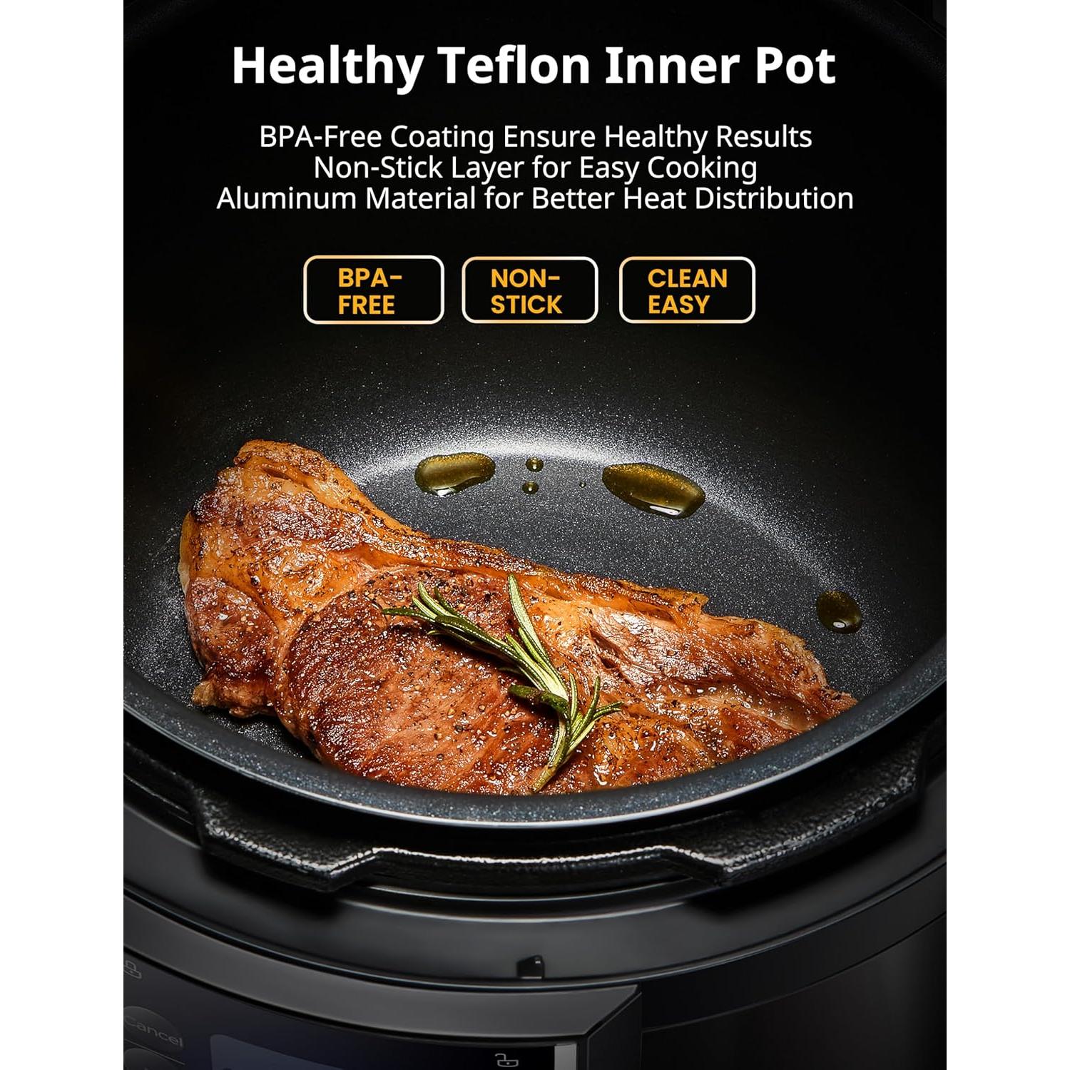 Olla de Presión Eléctrica COMFEE' 9 en 1 5.68L Negra