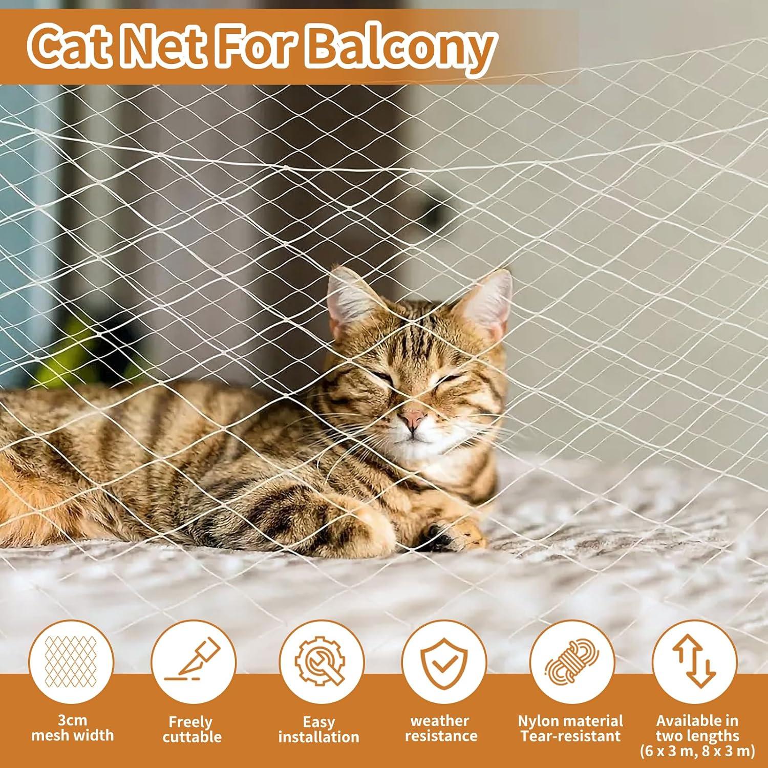 Red de Seguridad Anticaída para Gatos VINGVO 6,10x3,05 m