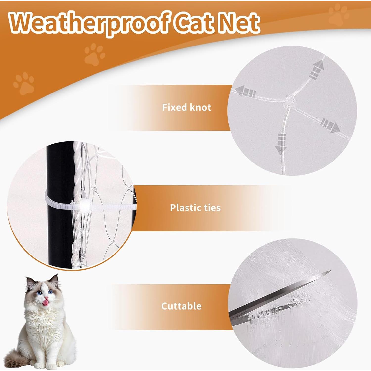 Red de Seguridad Anticaída para Gatos VINGVO 6,10x3,05 m