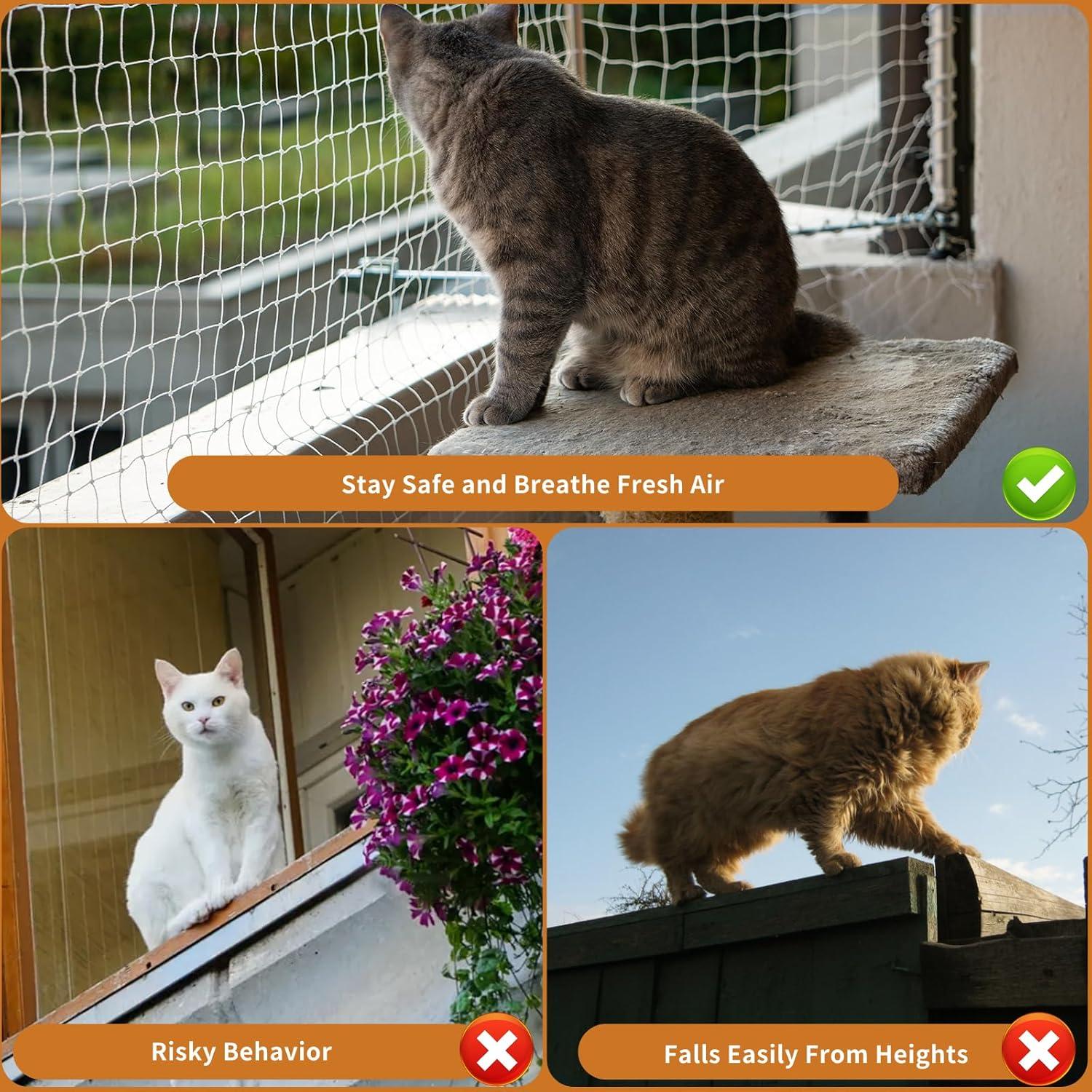 Red de Seguridad Anticaída para Gatos VINGVO 6,10x3,05 m