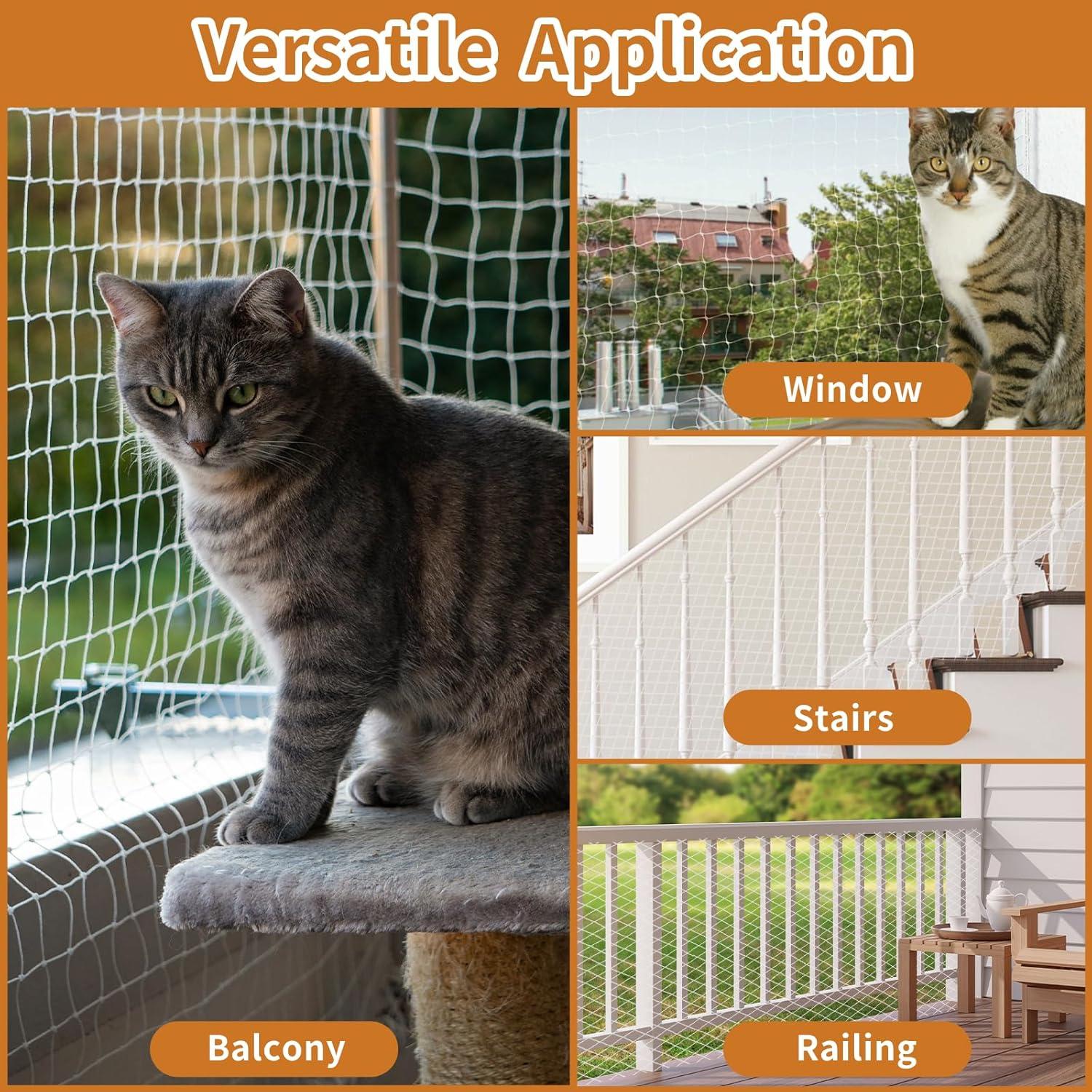 Red de Seguridad Anticaída para Gatos VINGVO 6,10x3,05 m