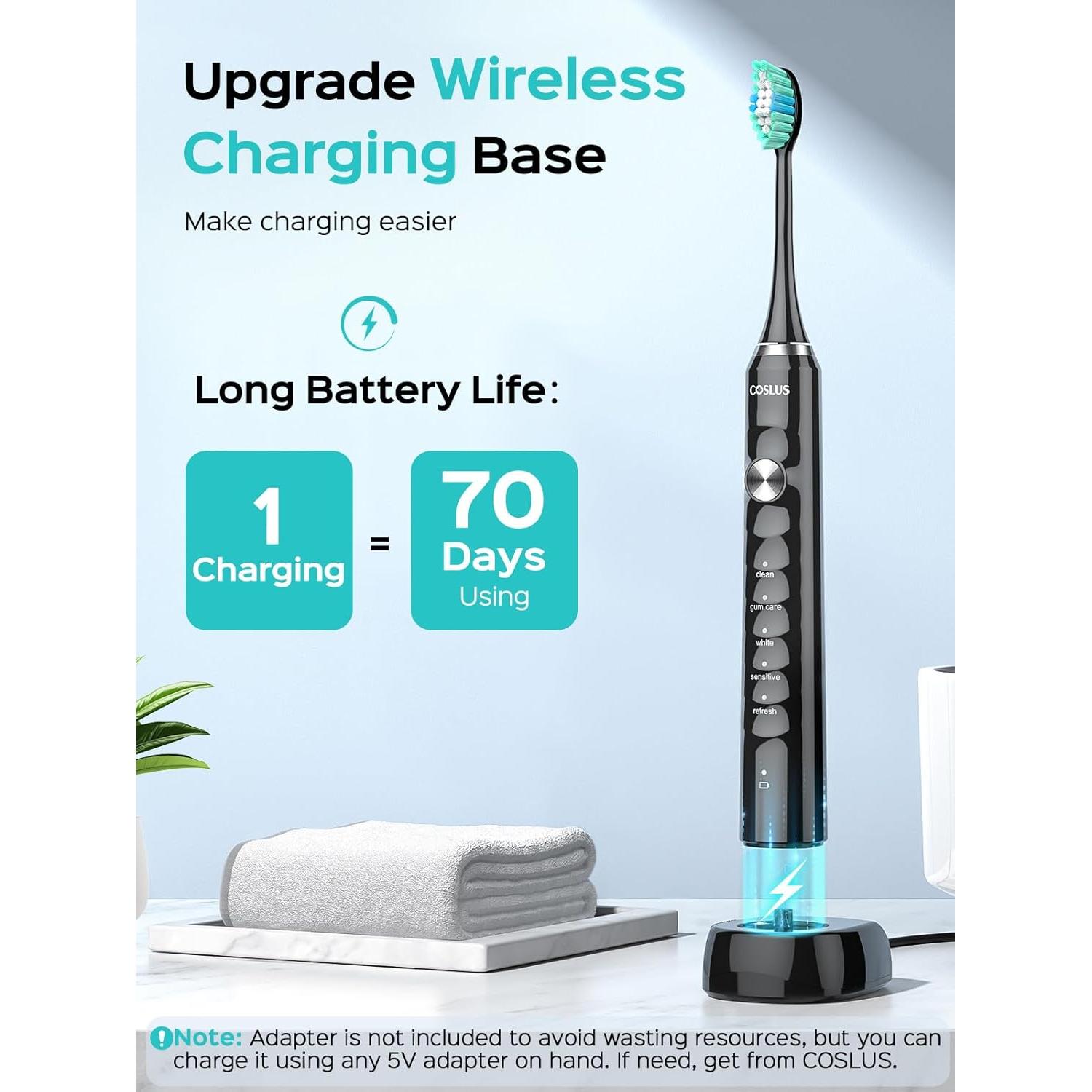 Cepillo de Dientes Eléctrico COSLUS C40 - 47000 VPM, 5 Modos