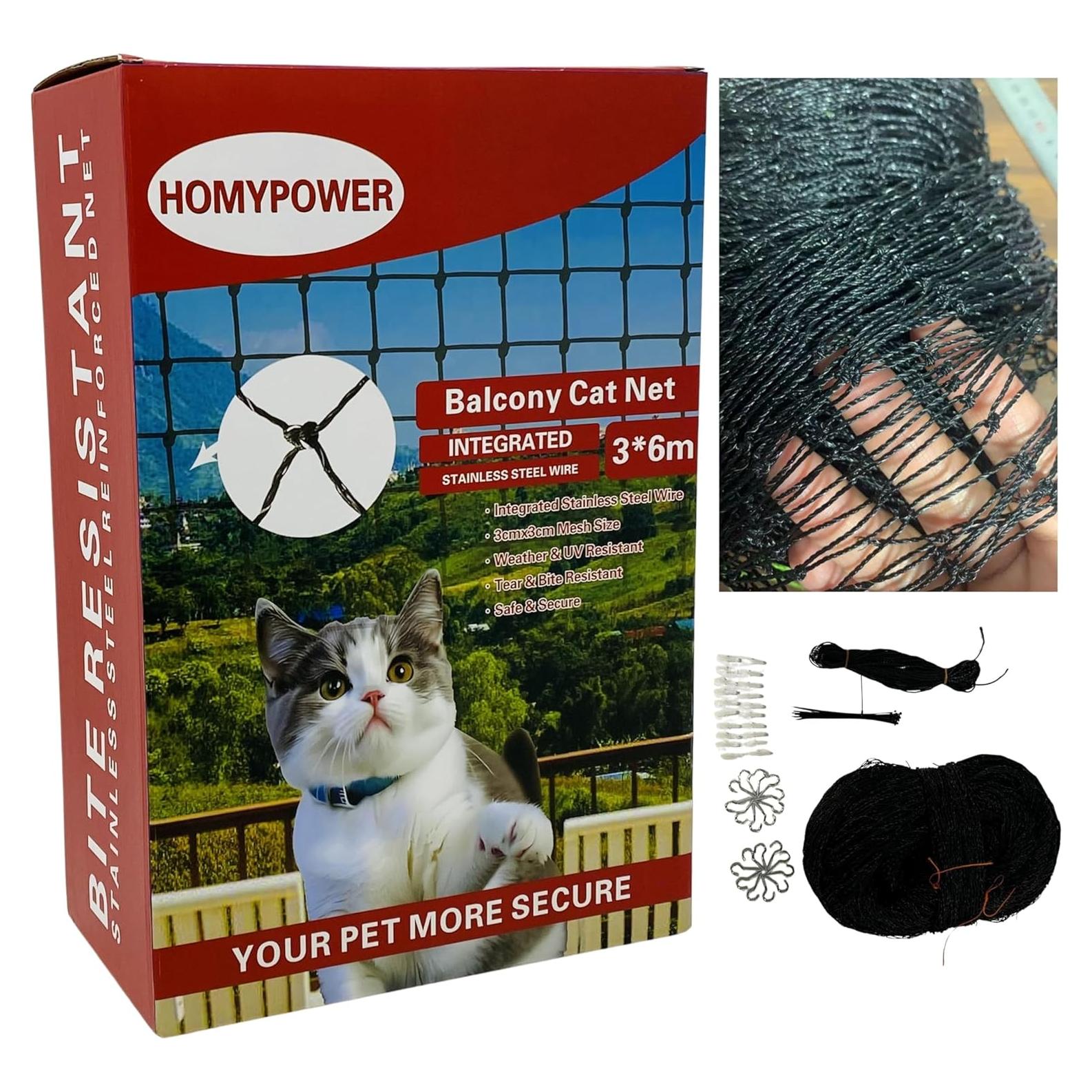 Red para Balcón para Gatos HOMYPOWER 3,05x6,10 m Reforzada