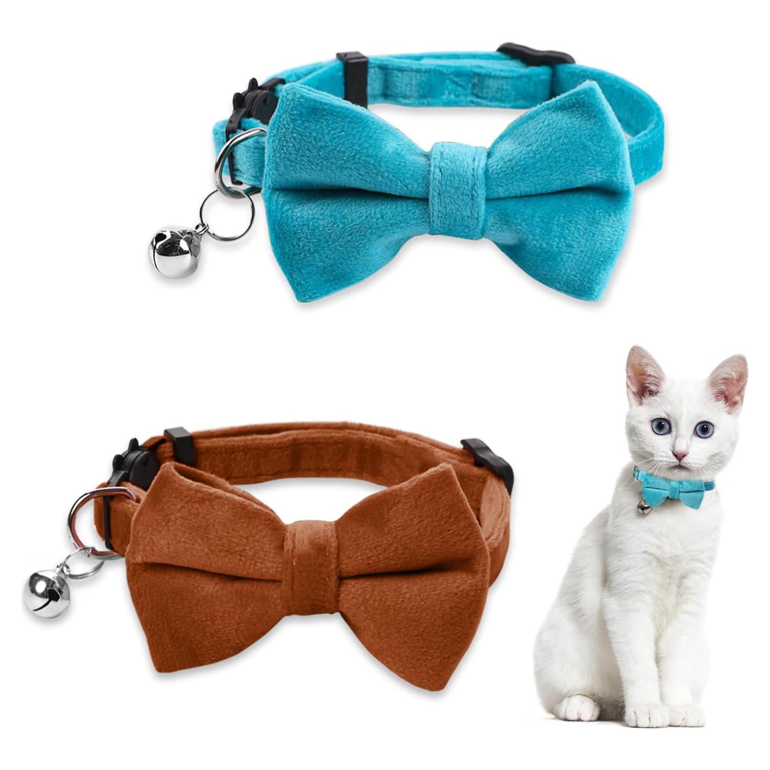 Collar Ajustable para Gato Sliverdew 2 Pcs Terciopelo