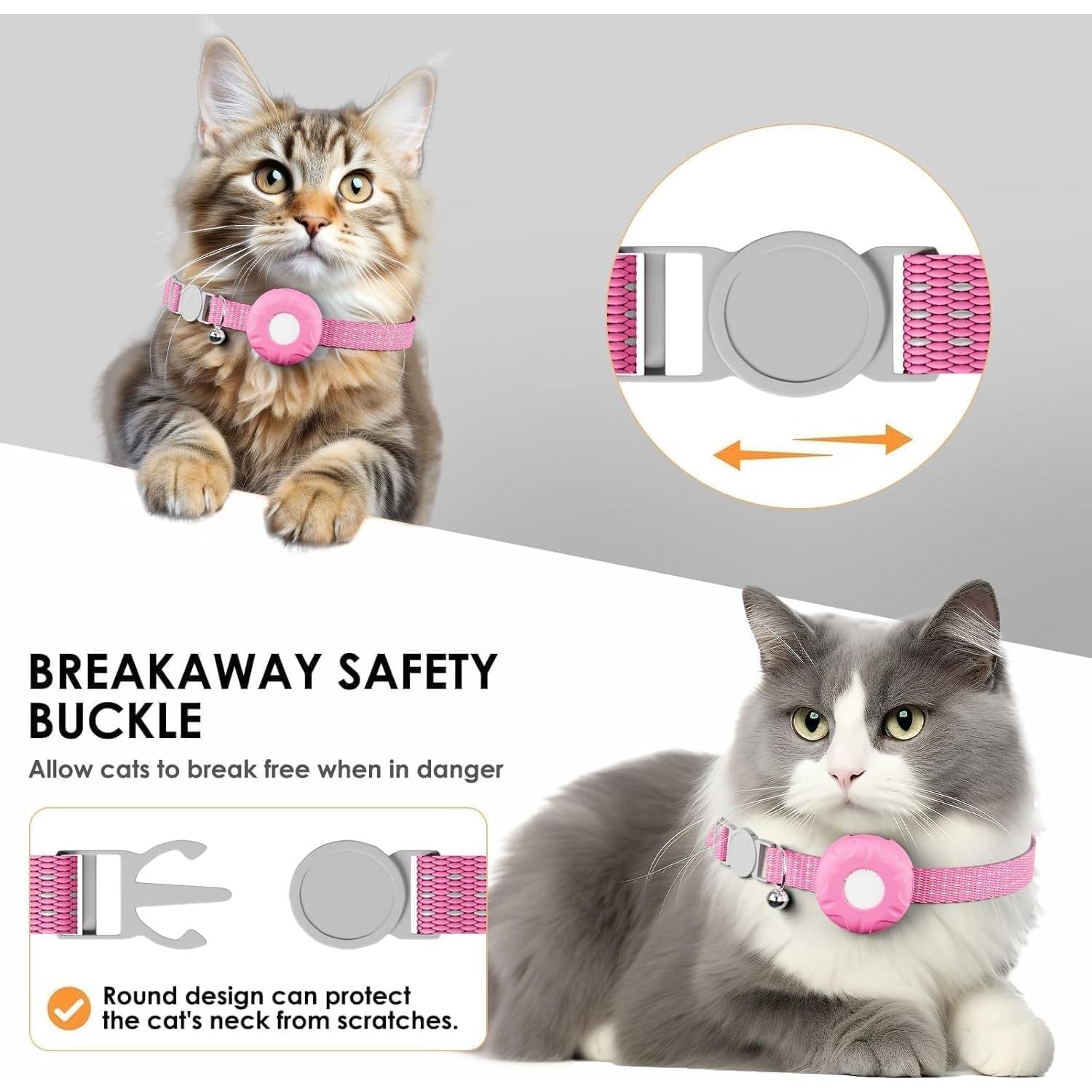 Rastreador GPS para Gatos HONGTOP Rosa con Collar Ajustable