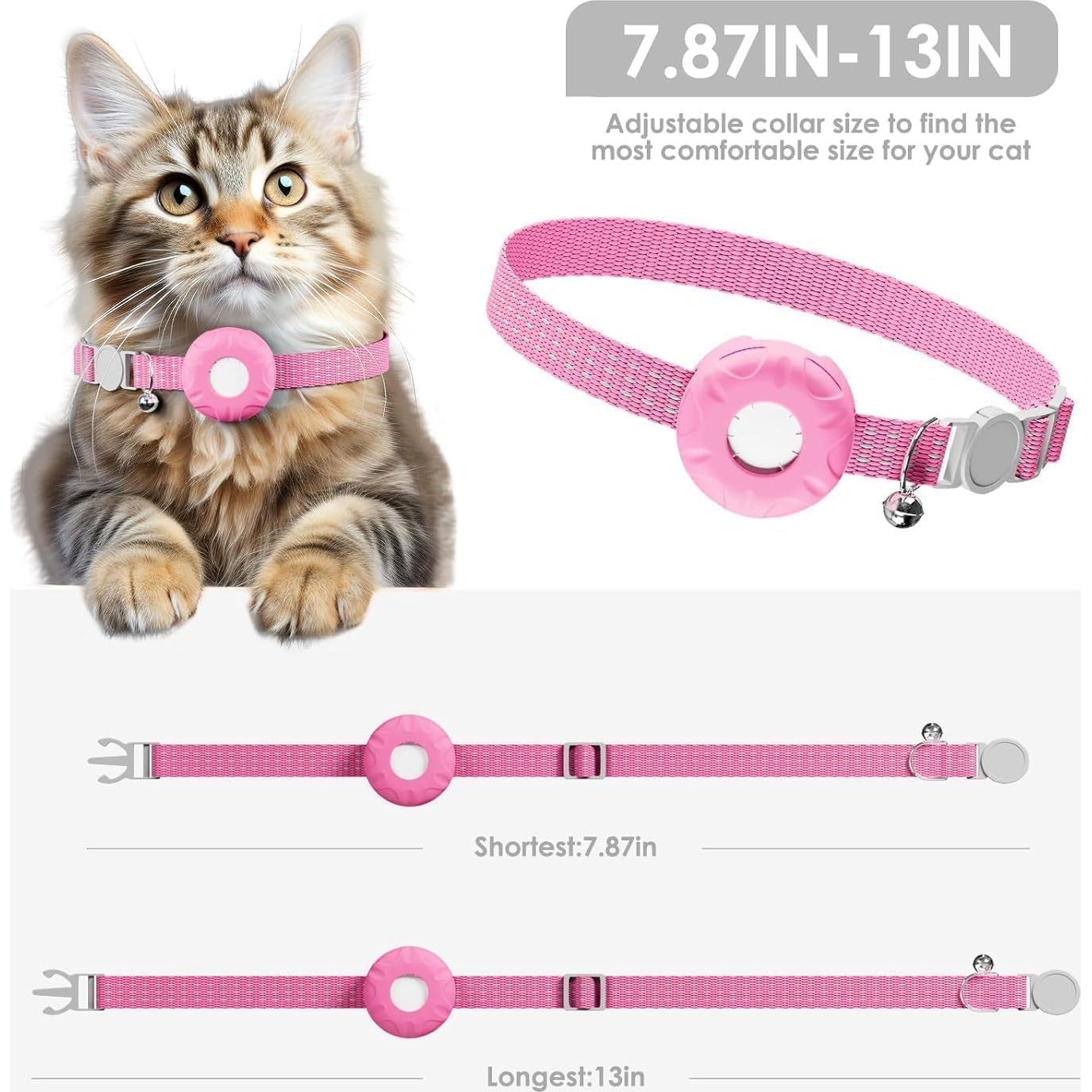 Rastreador GPS para Gatos HONGTOP Rosa con Collar Ajustable