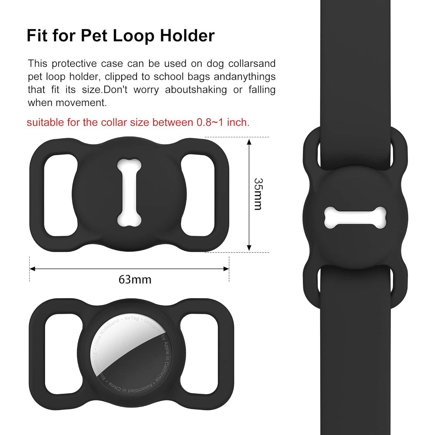 Soporte para Collar de Perro Airtag Dlenp Negro Silicona