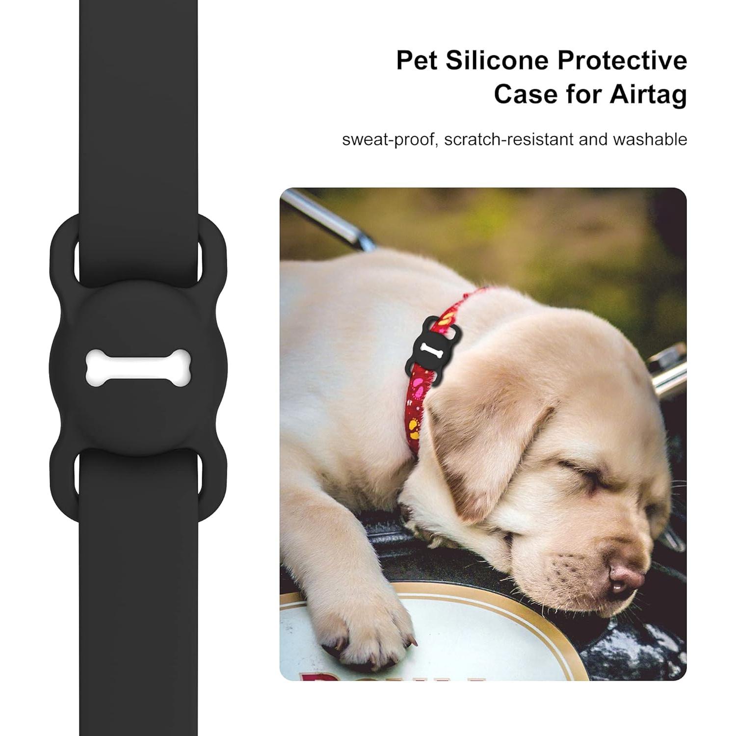 Soporte para Collar de Perro Airtag Dlenp Negro Silicona