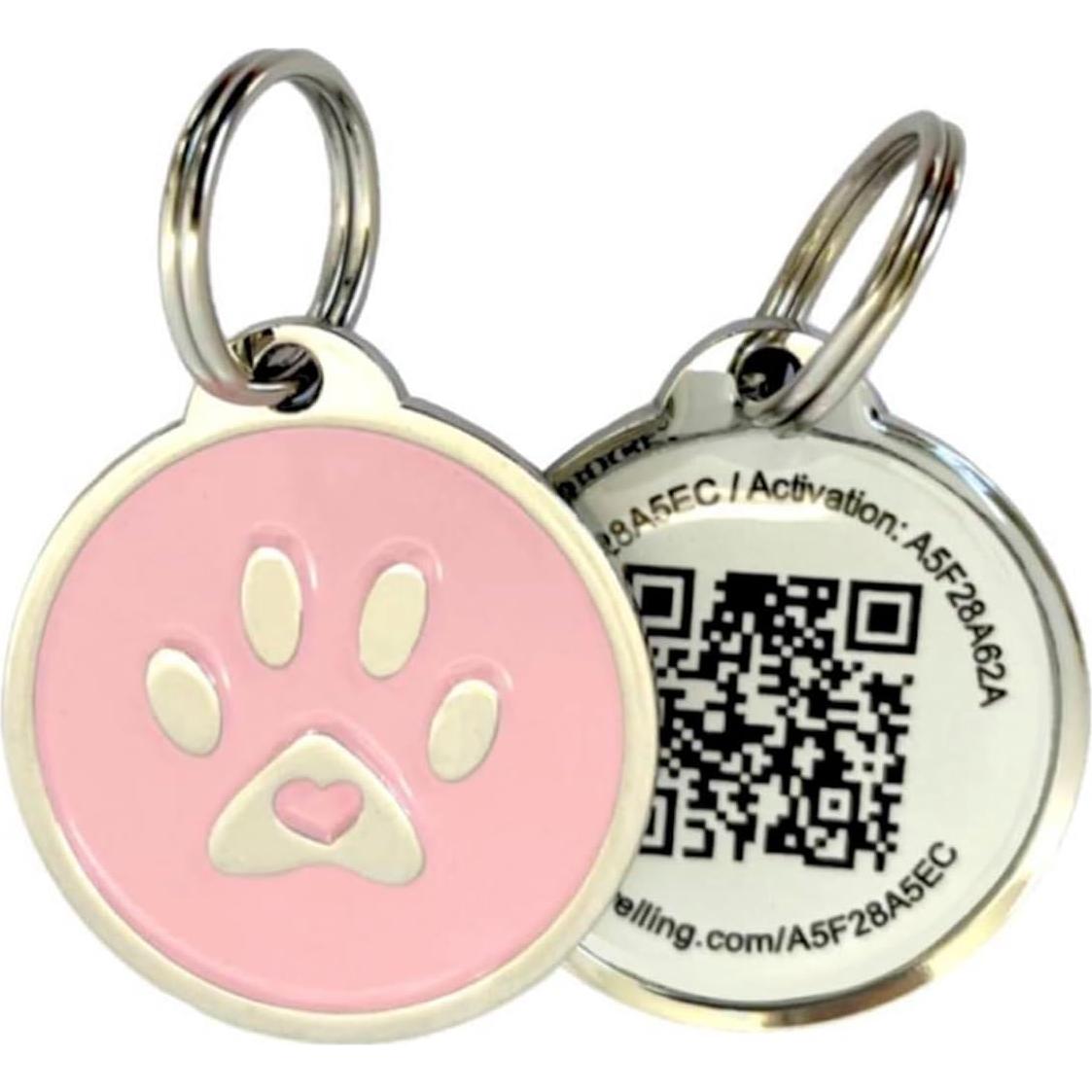 Etiqueta Identificación Mascotas Pet Dwelling Pata Rosa QR