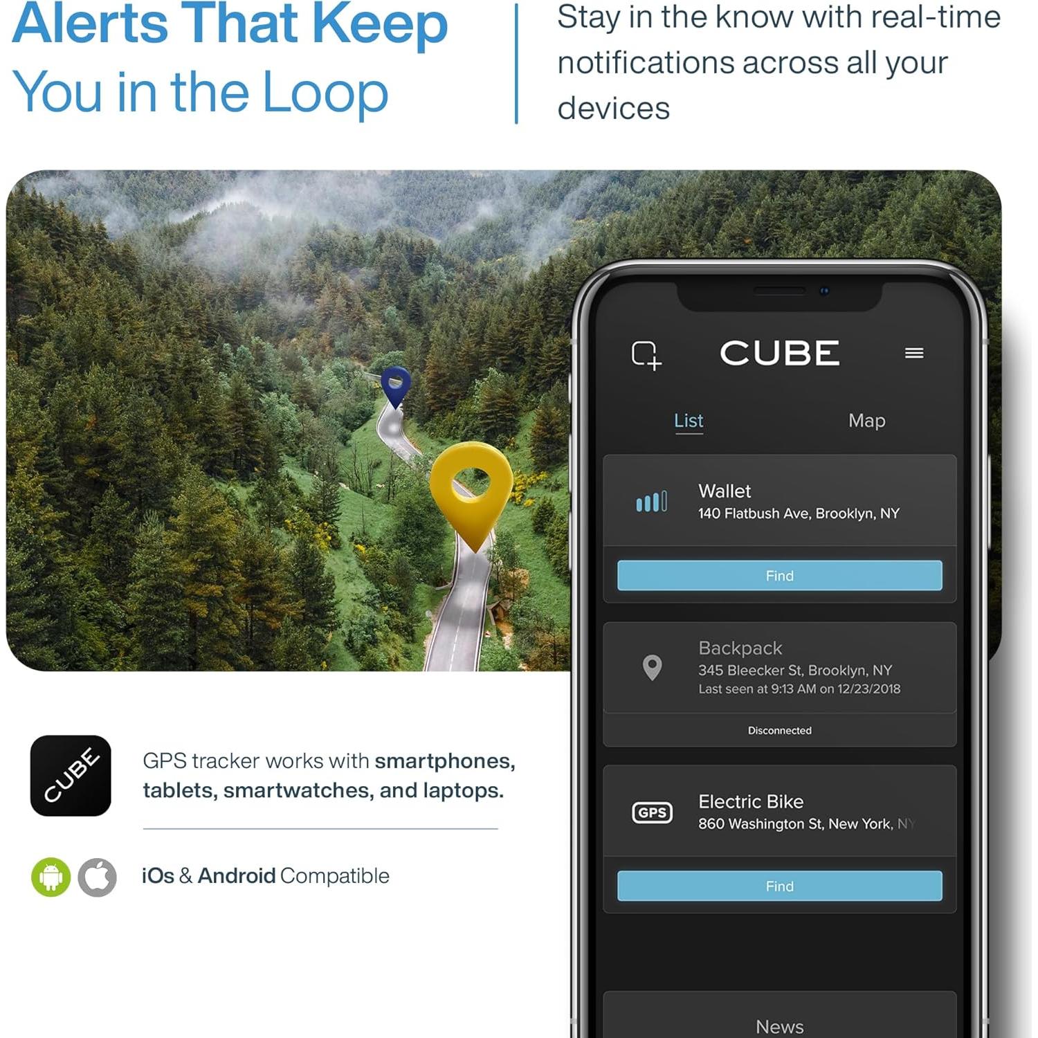 Rastreador GPS Cube para Vehículos y Mascotas - Negro