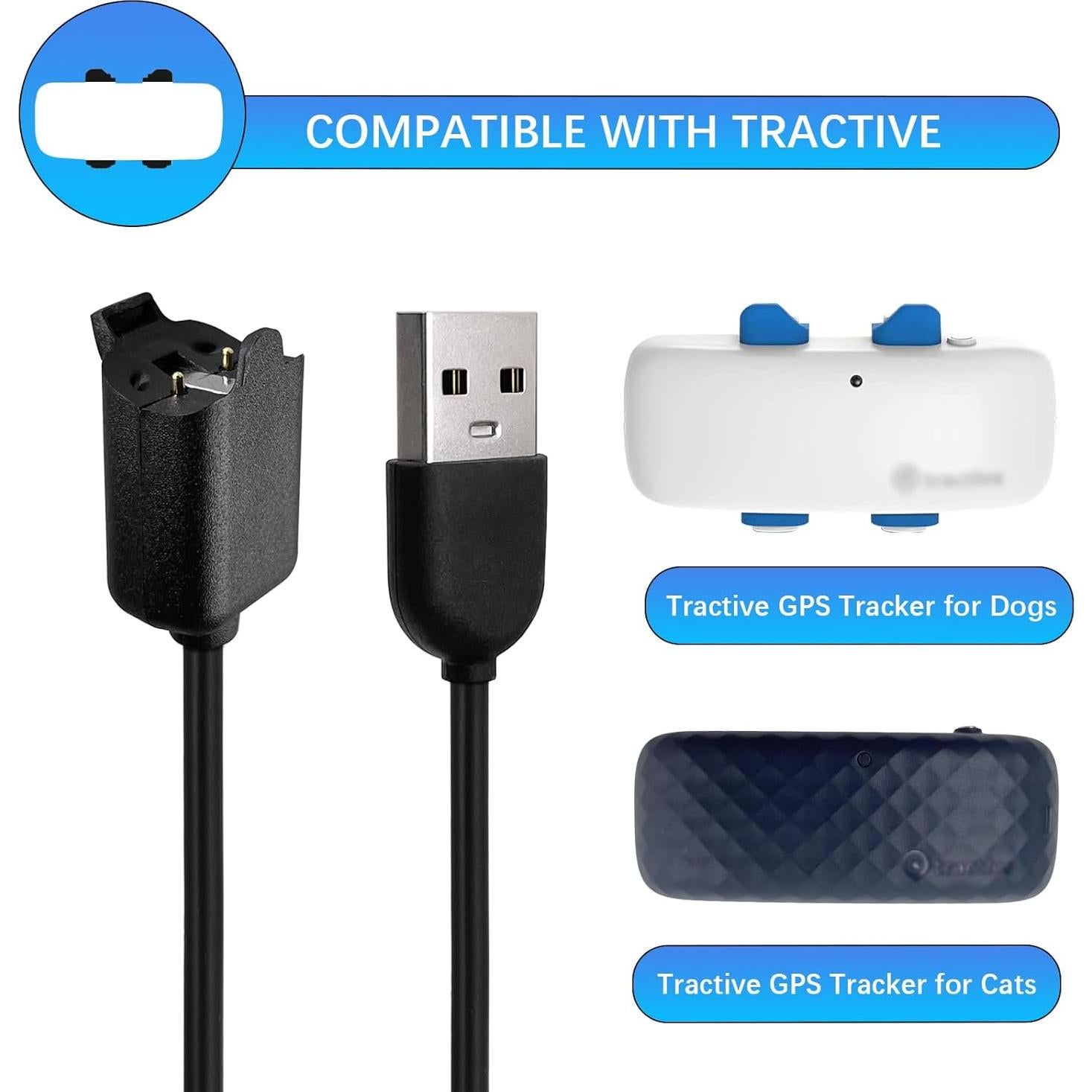 Cable de Carga Magnético RUKUHOT para Tractive GPS 50 cm