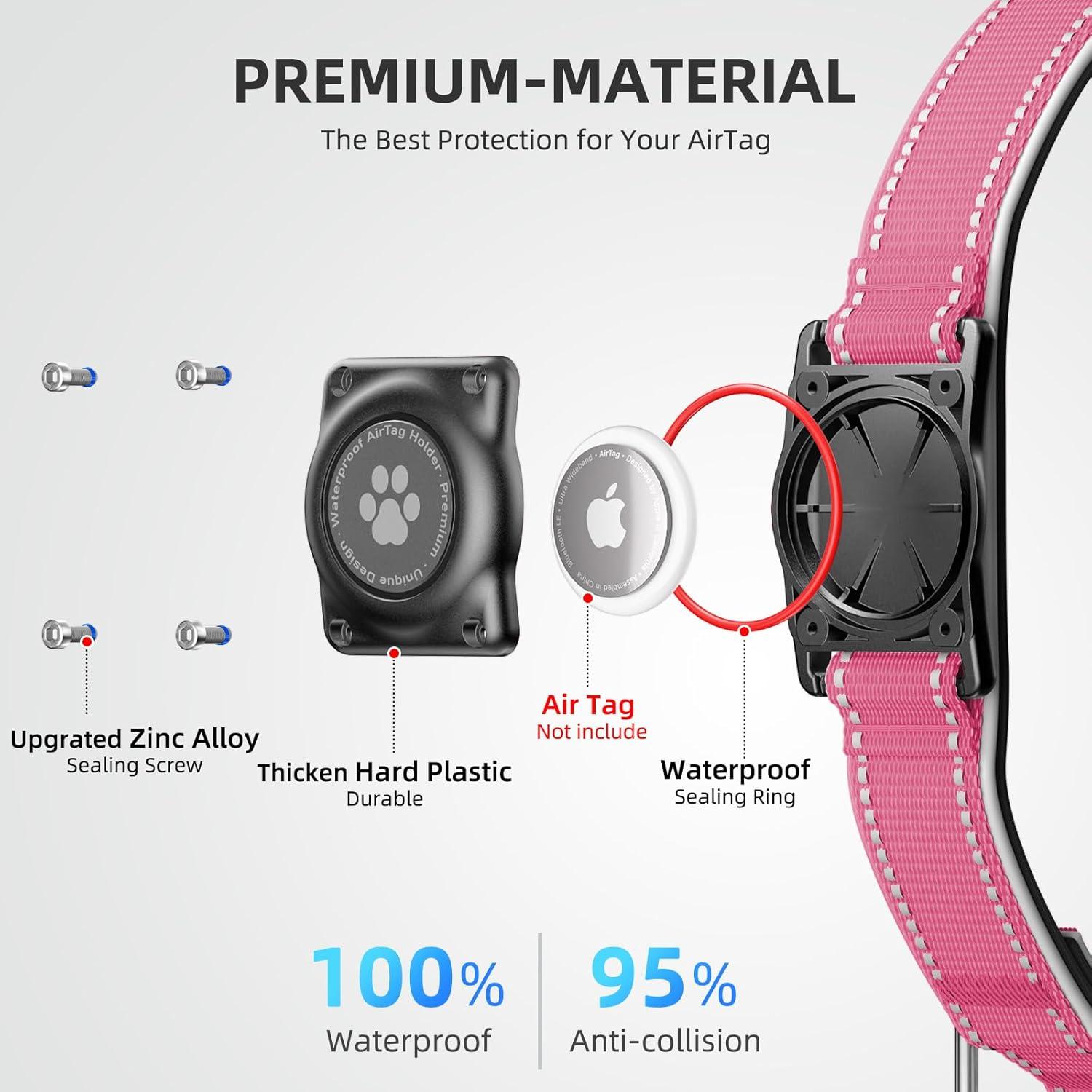 Collar para Perros Furrigo Airtag Impermeable Rosa S