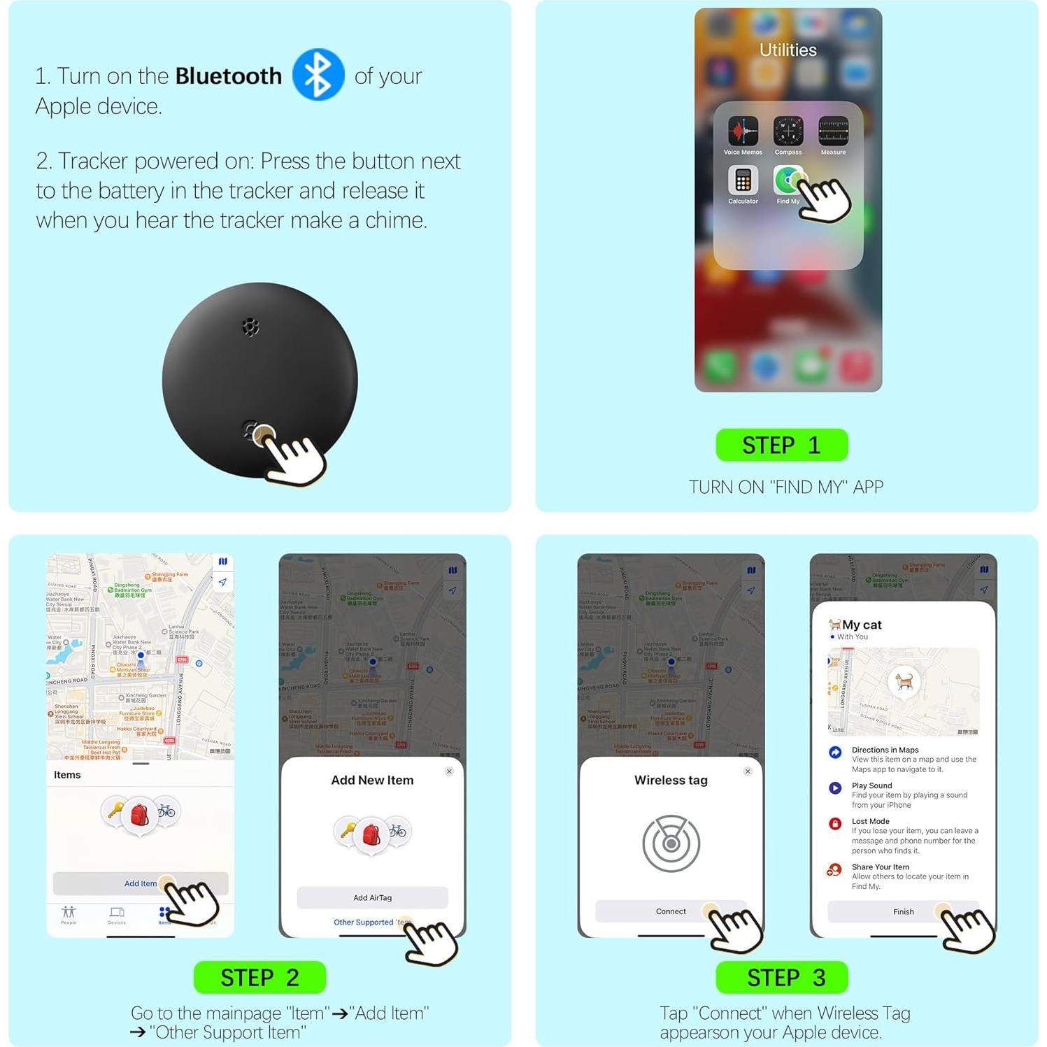 Rastreador GPS para Gatos Jowlroel Collar de Cuero Marrón